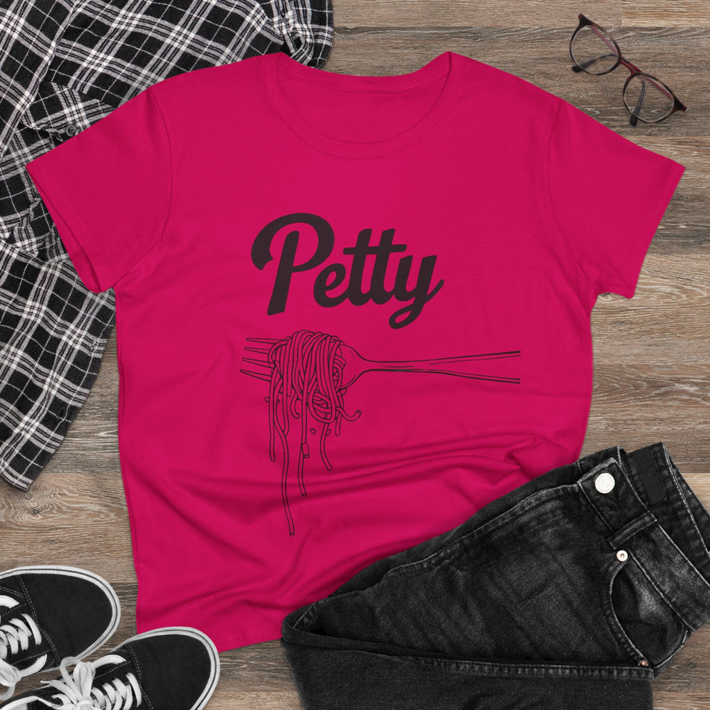 Petty spaghetti Women's Cotton Tee, Funny Graphic Tee, Casual Shirt, Gift for Foodies, Birthday Gift, Quirky Apparel gift for her