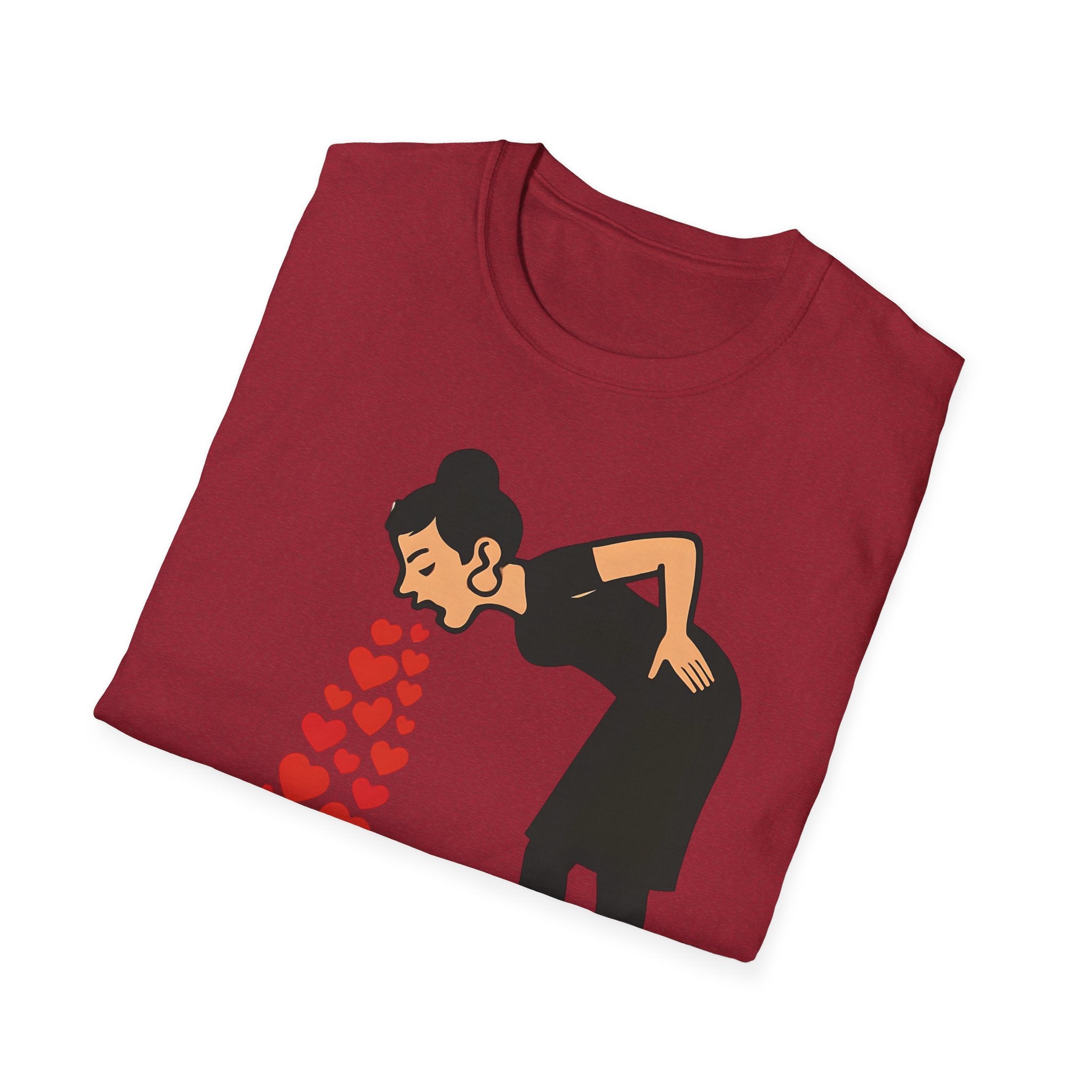 Vomiting Hearts T-Shirt, Anti Valentines Day Shirt, Art Girl Funny Love Humor gift , Sarcastic Romance Top, Dark Humor Graphic Shirt Unisex