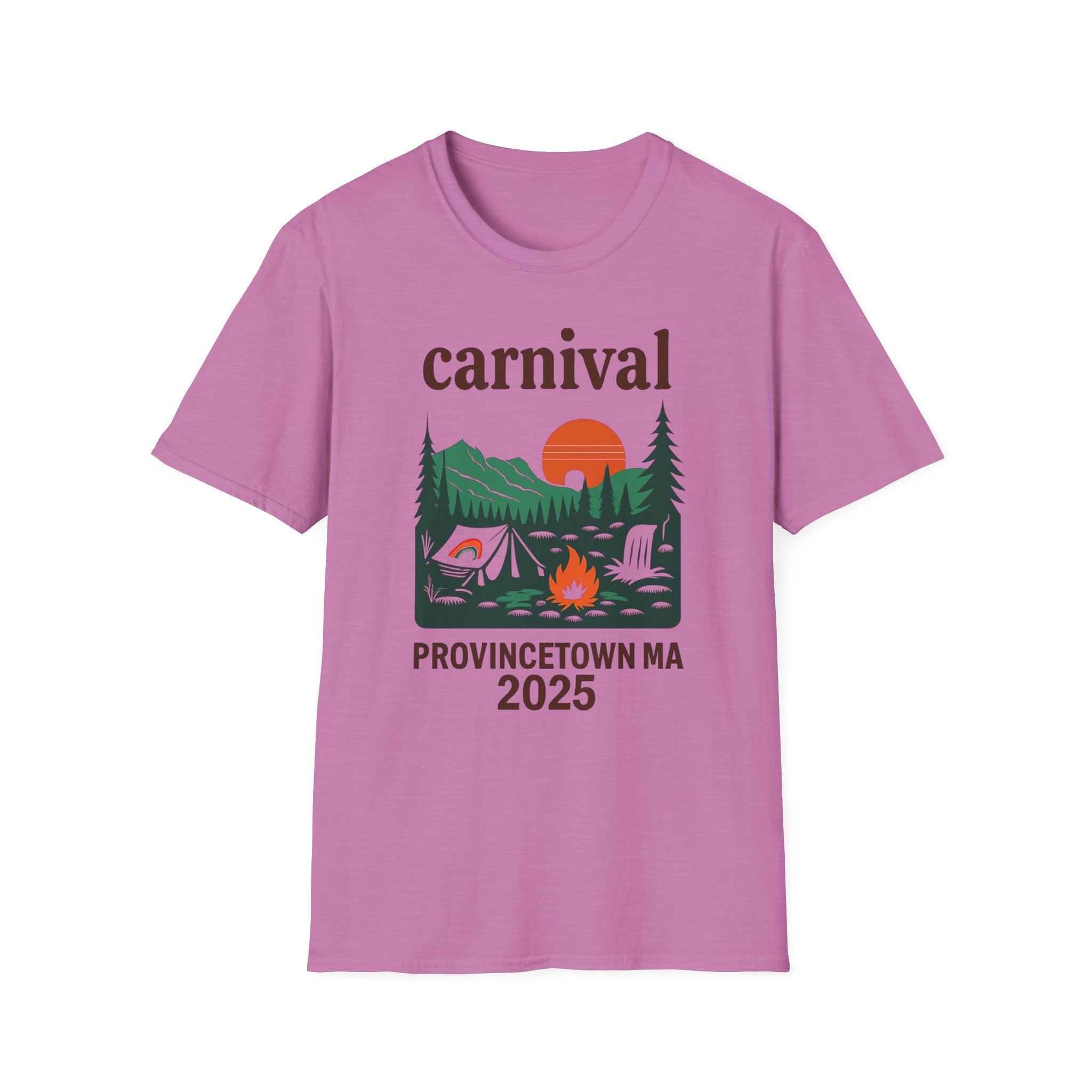 Vintage Camping Graphic T-Shirt, carnival rainbow Unisex Outdoor Tee, Nature Lover Gift, Festival , Retro Hiking Shirt, Carnival 2023 Merch