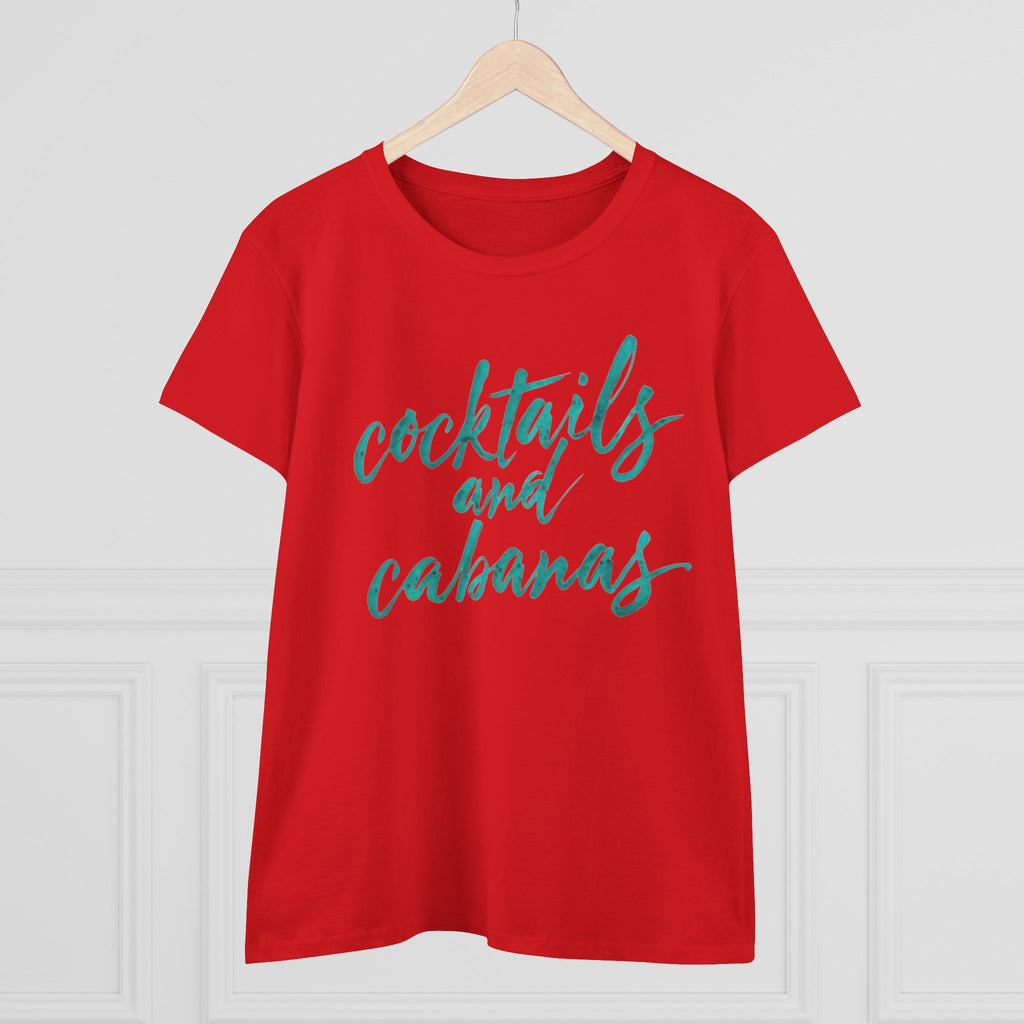 Cocktails and Cabanas Tee - Women&#039;s Midweight Cotton Shirt, Beachwear, Summer Top, Vacation Outfit, Casual Wear, Gift for Her, Pool