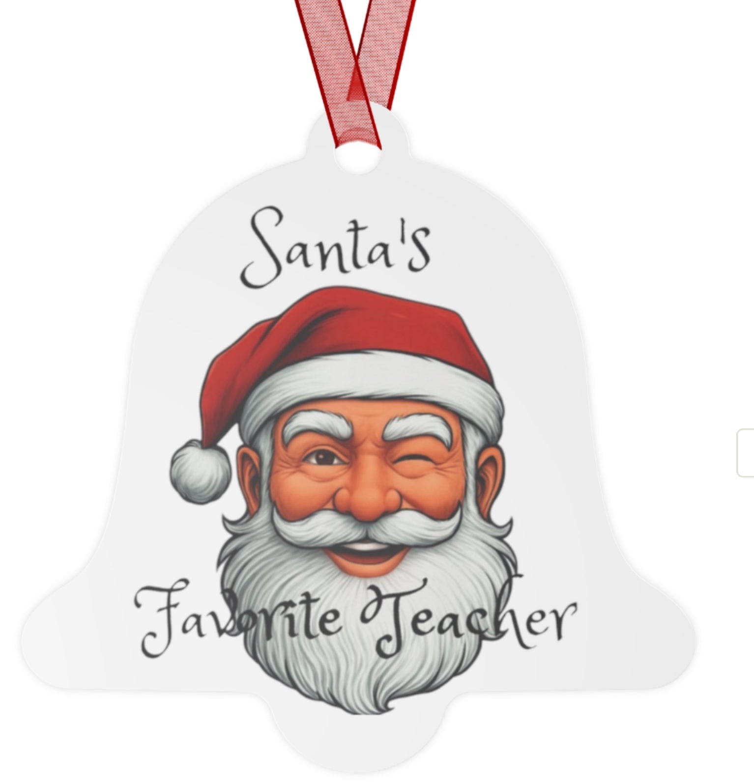 Santa's Favorite Teacher Metal Ornament | Holiday Gift, Christmas Decoration, Teacher Appreciation, Santa Ornament, Festive Keepsake