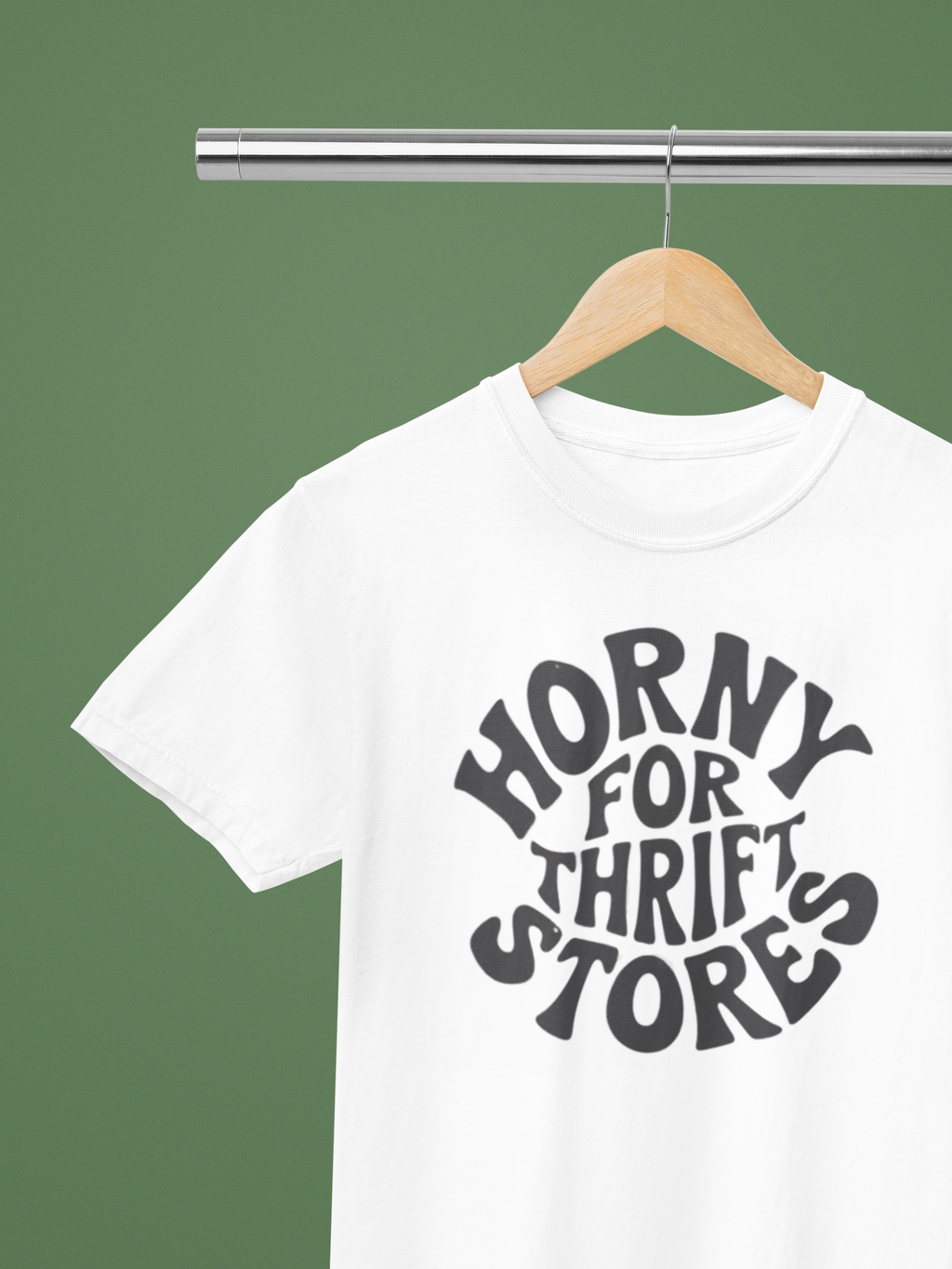 Horny for Thrift Stores T-Shirt — Funny Vintage Thrift Shopper Graphic Tee