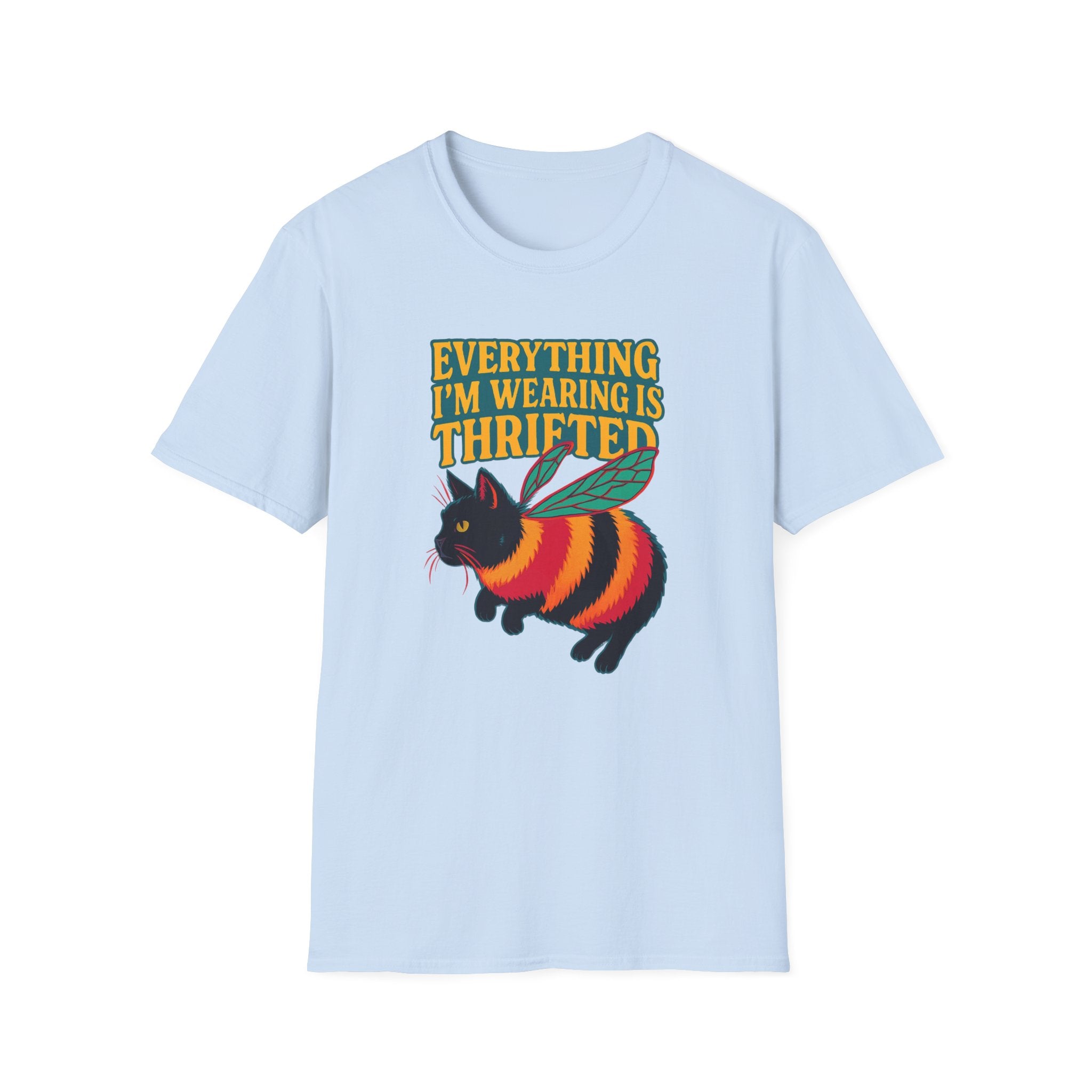 Thrifted cat Vintage Vibes Unisex Softstyle T-Shirt, Thrifted Fashion, Sustainable Clothing, Secondhand Style Tee, Bee Eco-Friendly Shirt