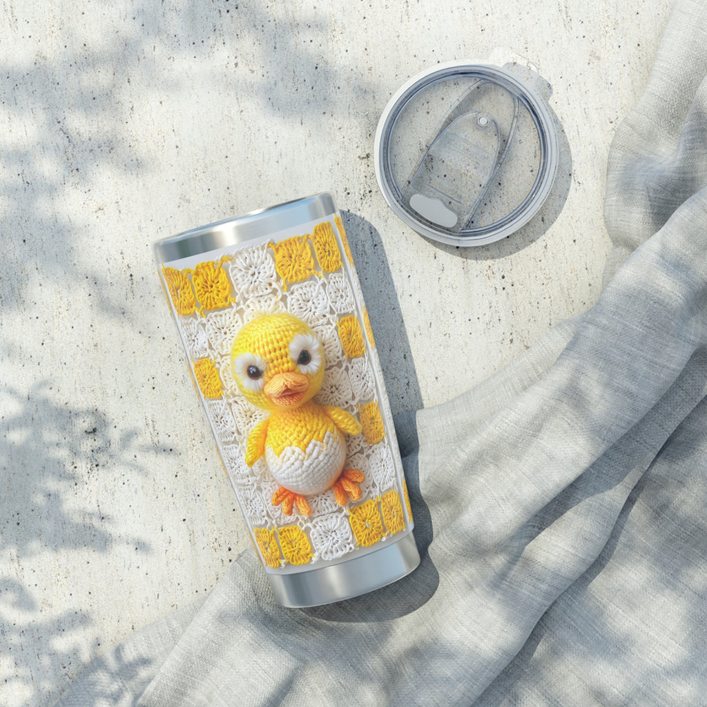 Cute printed Crochet Chick 20oz Tumbler – Yellow Amigurumi Baby Duck Travel Mug