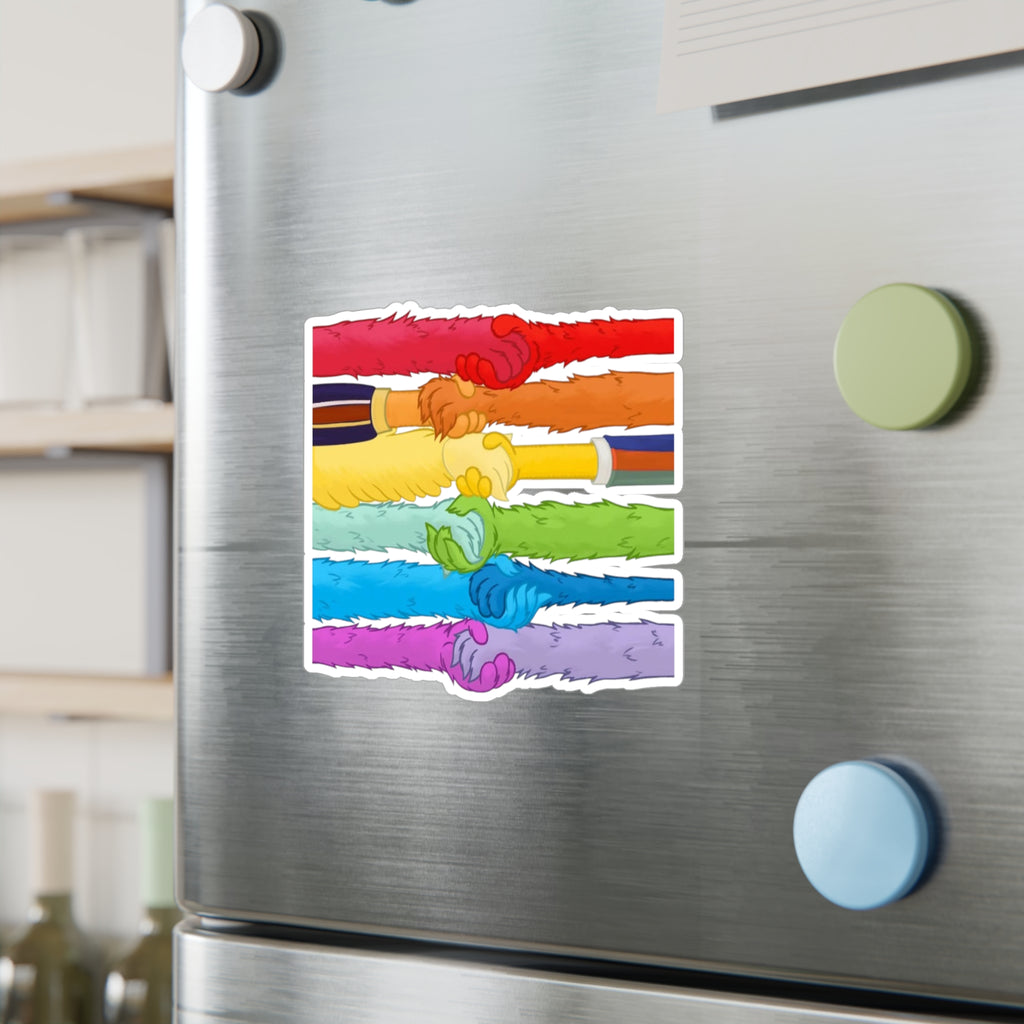 Kindness and diversity matter! Colorful Pride LGBTQ+ anti trump  Colorful Handshake Vinyl Decals, Stickers, Laptop Pride, Friendship Gifts