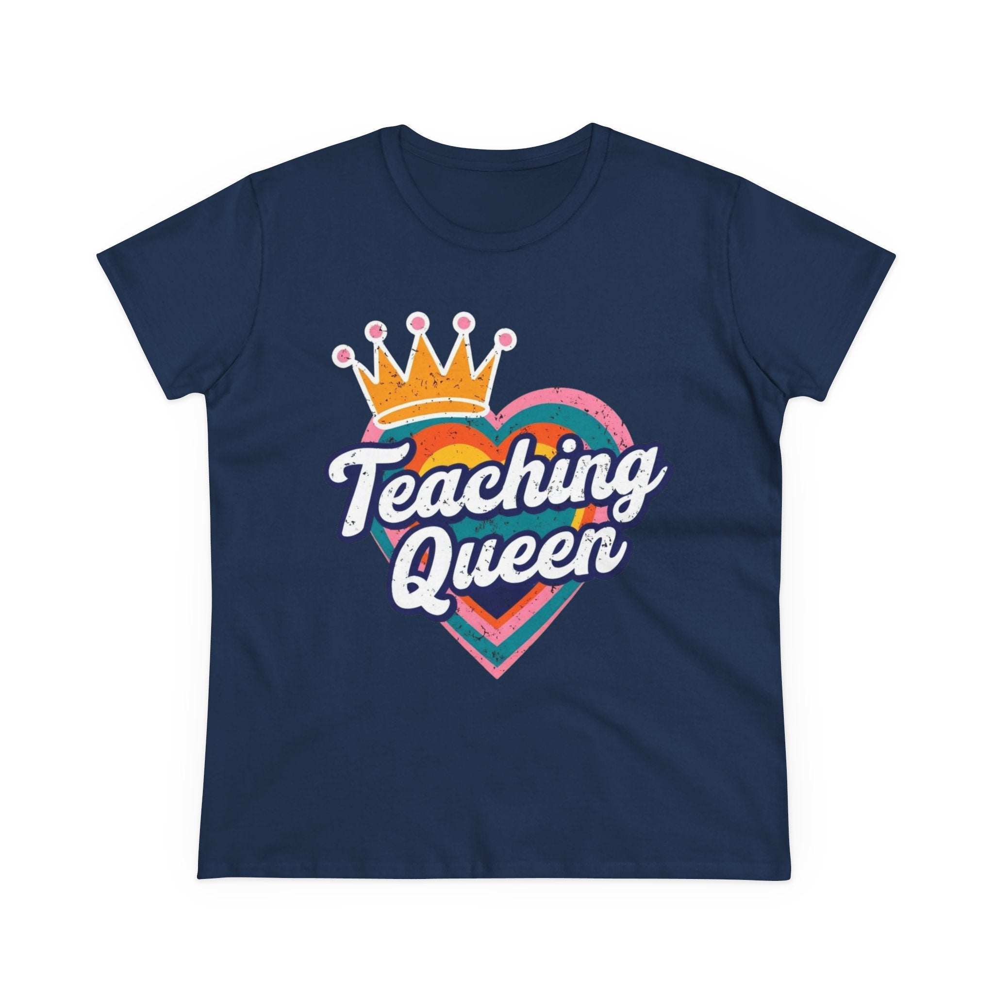 Teaching Queen Tee, Best Teacher Gift Shirt, Midweight Cotton T-Shirt, Teacher Appreciation Top, Female Educator Apparel, School Instructor