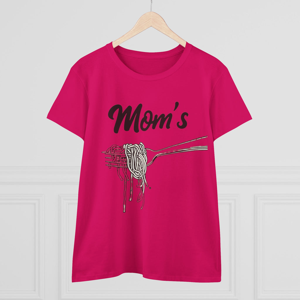Mom's Spaghetti Tee - Women's Midweight Cotton T-Shirt, Gift for Mother's Day, Foodie Shirt, Casual Wear, Cozy Top