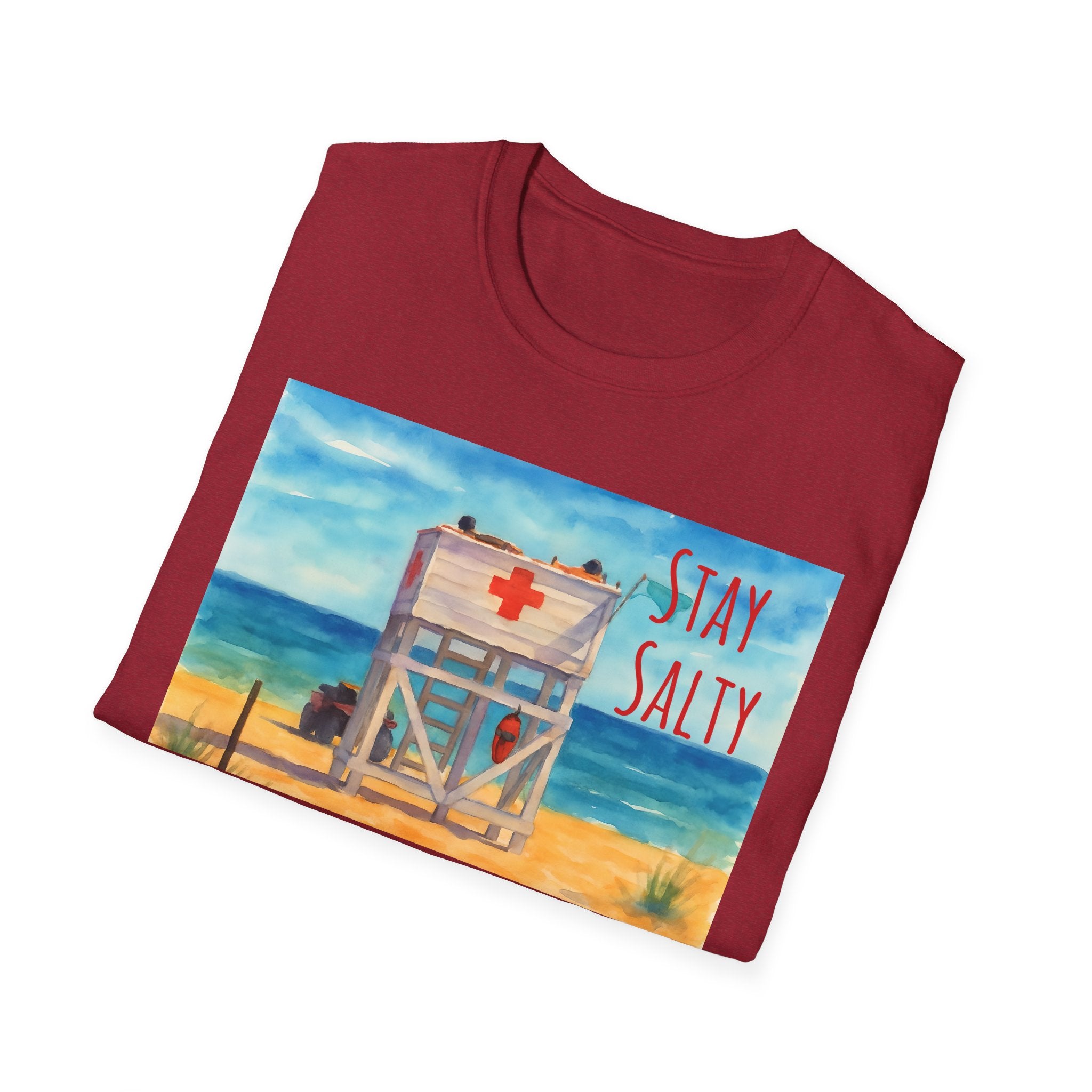 Stay Salty Ocean Vibes Unisex T-Shirt, Stay Salty Lifeguard Stand Beach Sunshine , Gift for Beach Lovers, Summer Tee, Coastal Theme Top,