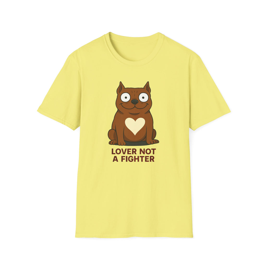 Funny Pit Bull Lover Unisex Softstyle T-Shirt, Amstaff Not a Fighter Dog Tee, Animal Rescue Gift, Dog Mom Dad Shirt
