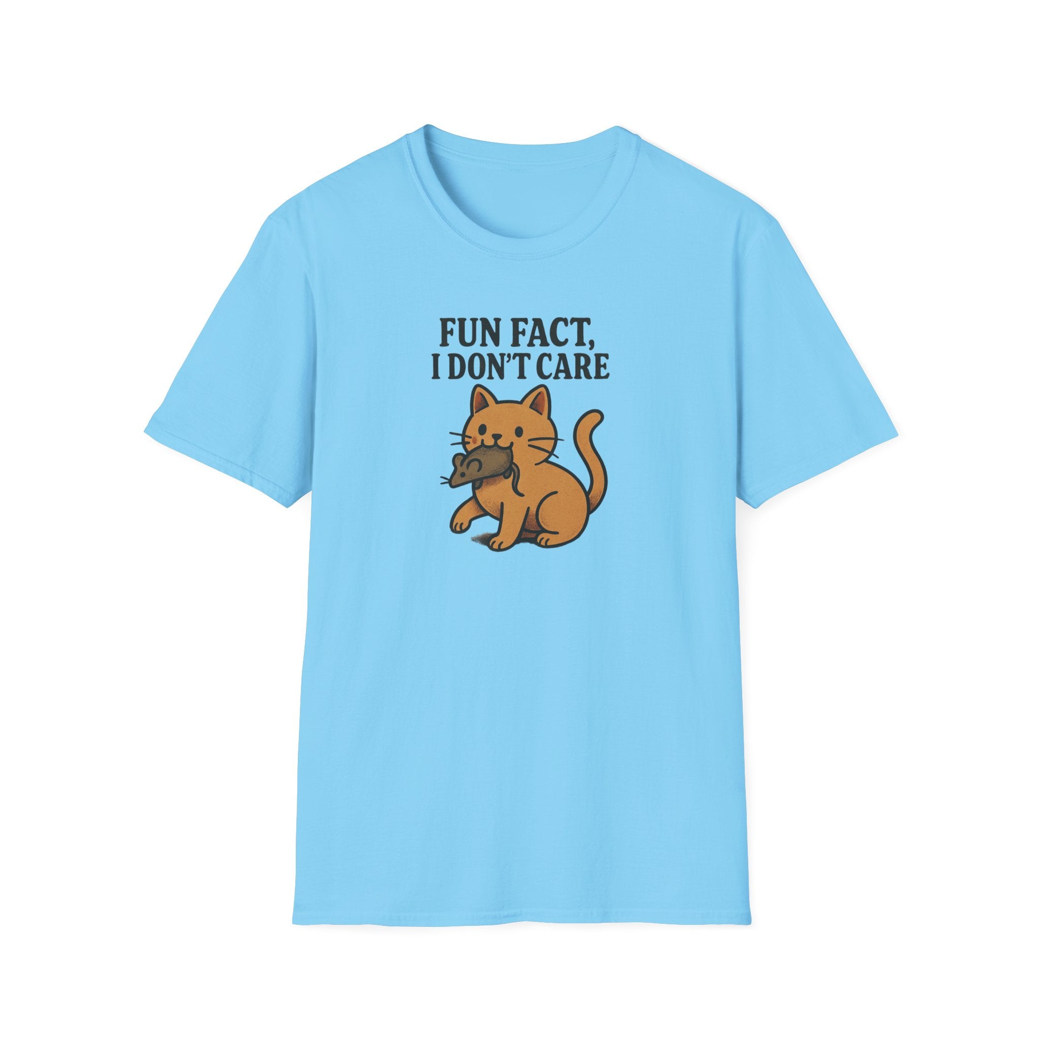 I dont care Sarcastic Cat Lover Unisex Softstyle T-Shirt, Funny Graphic Tee, Zero F's Given Animal Shirt,Humorous Tee for Cat Owners