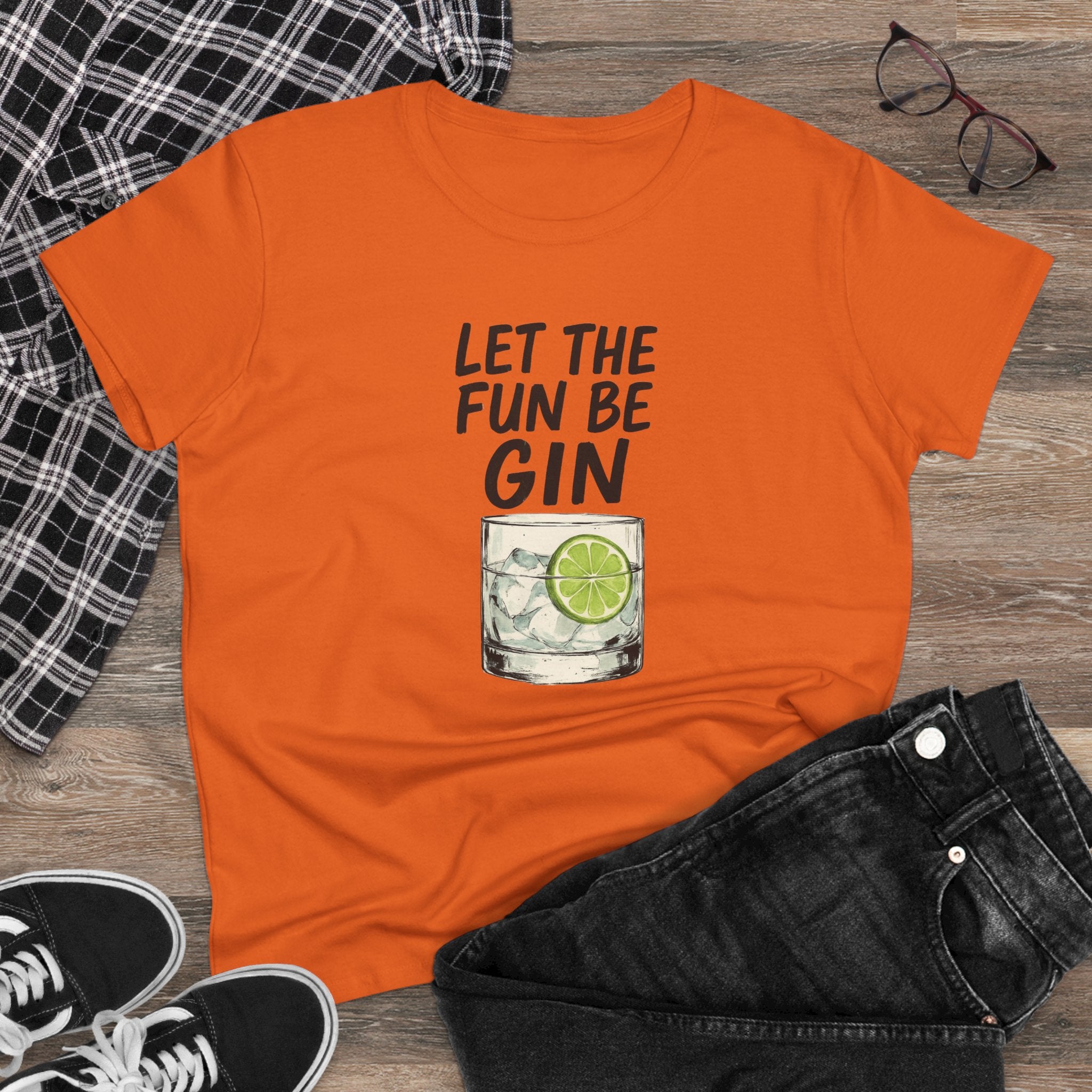 Let the Fun Be Gin Summer Party Cocktail Gift, Womans Tee, Graphic Top, Cotton Shirt, Funny Drinking Tee Gin and Tonic