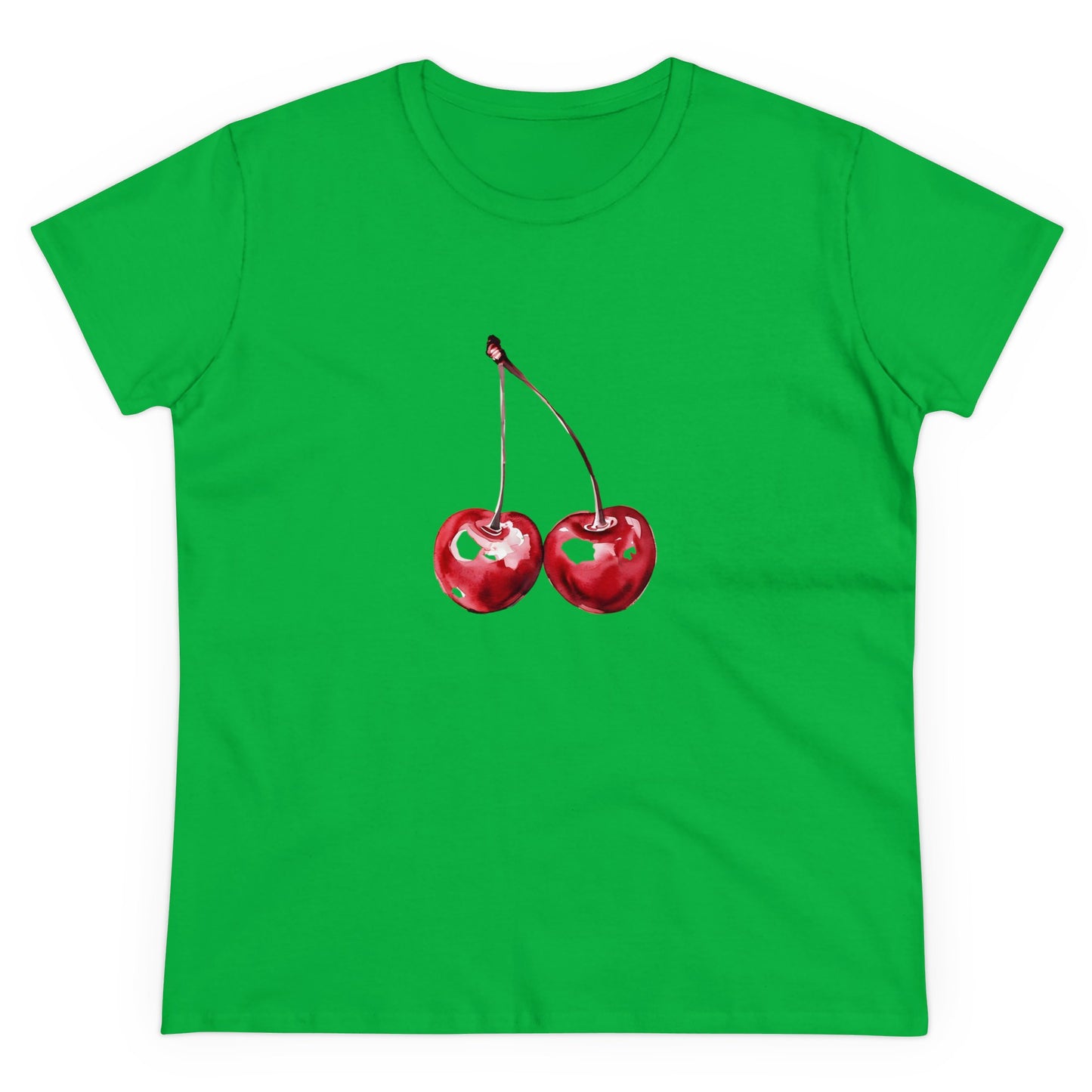 Cherries Tee, Fruit Graphic Shirt, Summer Vibes Top, Women's Cotton T-Shirt, Retro Cherry Print Clothing, Food Lover Gift