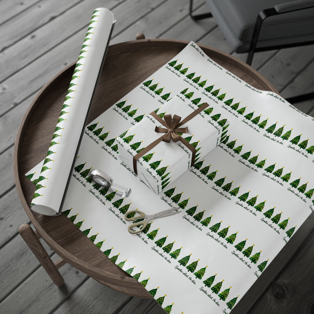 Funny Jesus Spoiler alert. He dies. Christmas Tree Wrapping Paper Roll – Festive Green Trees with