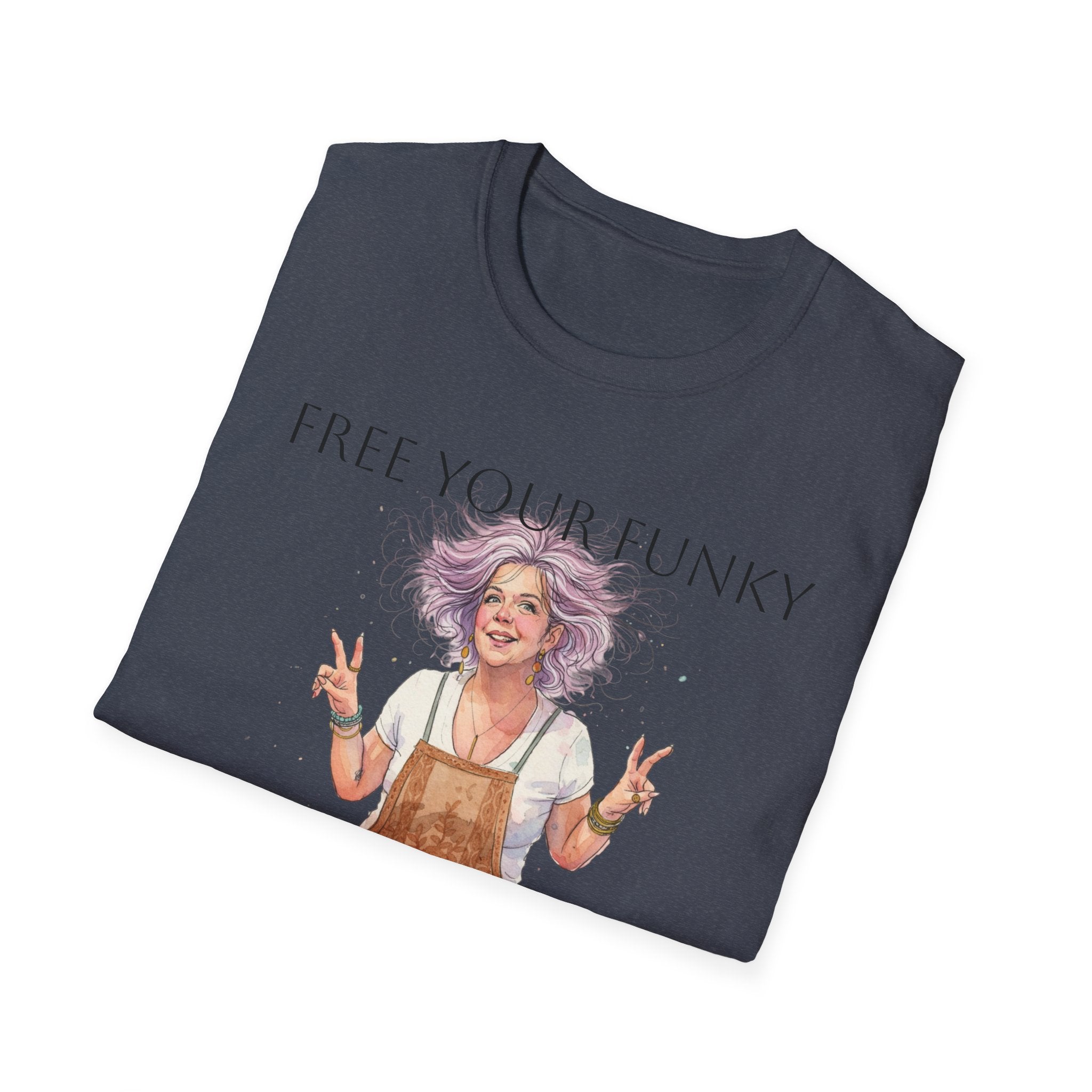 T-Shirt — “Free Your Funky” Peace-Sign Boho Woman Graphic Tee