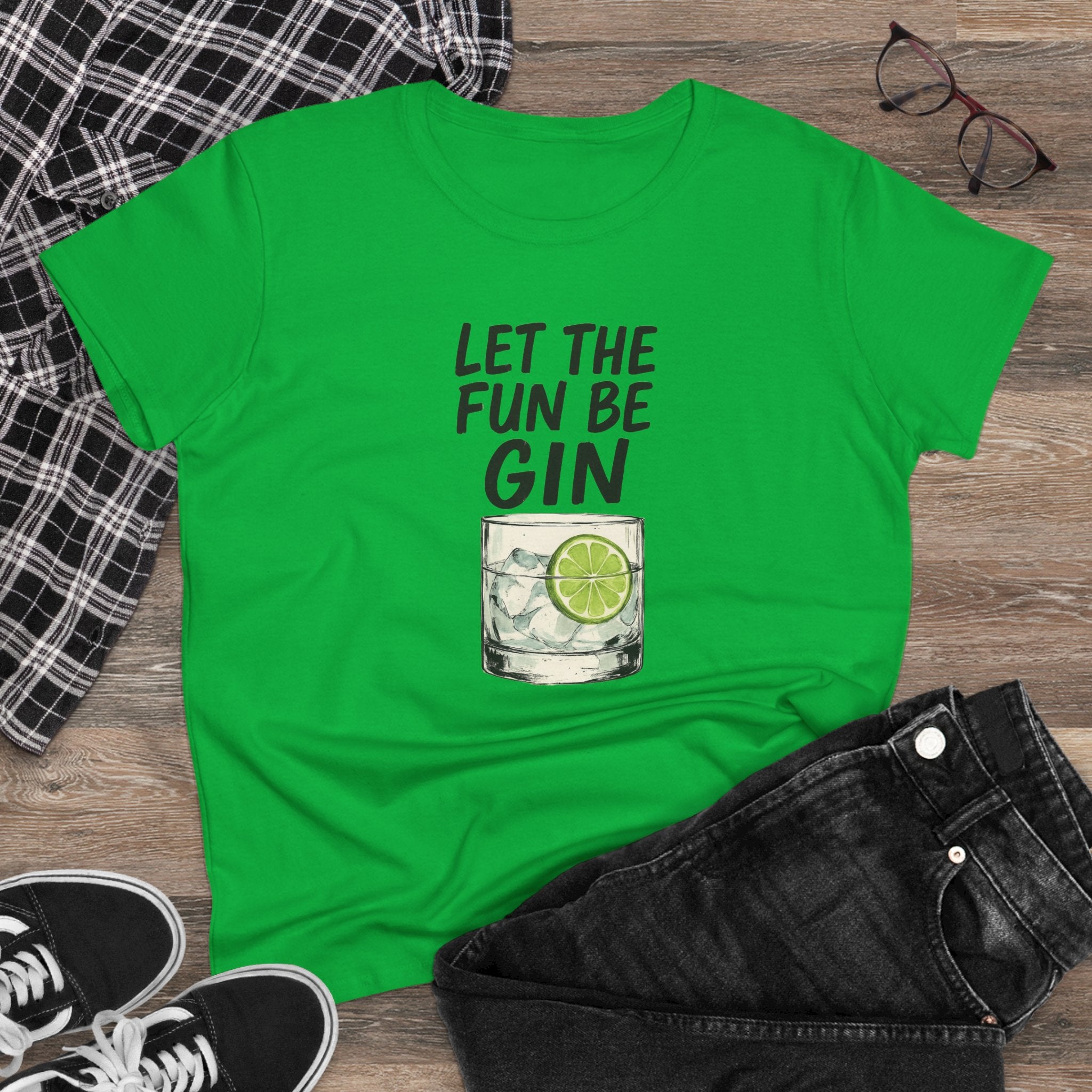 Let the Fun Be Gin Summer Party Cocktail Gift, Womans Tee, Graphic Top, Cotton Shirt, Funny Drinking Tee Gin and Tonic