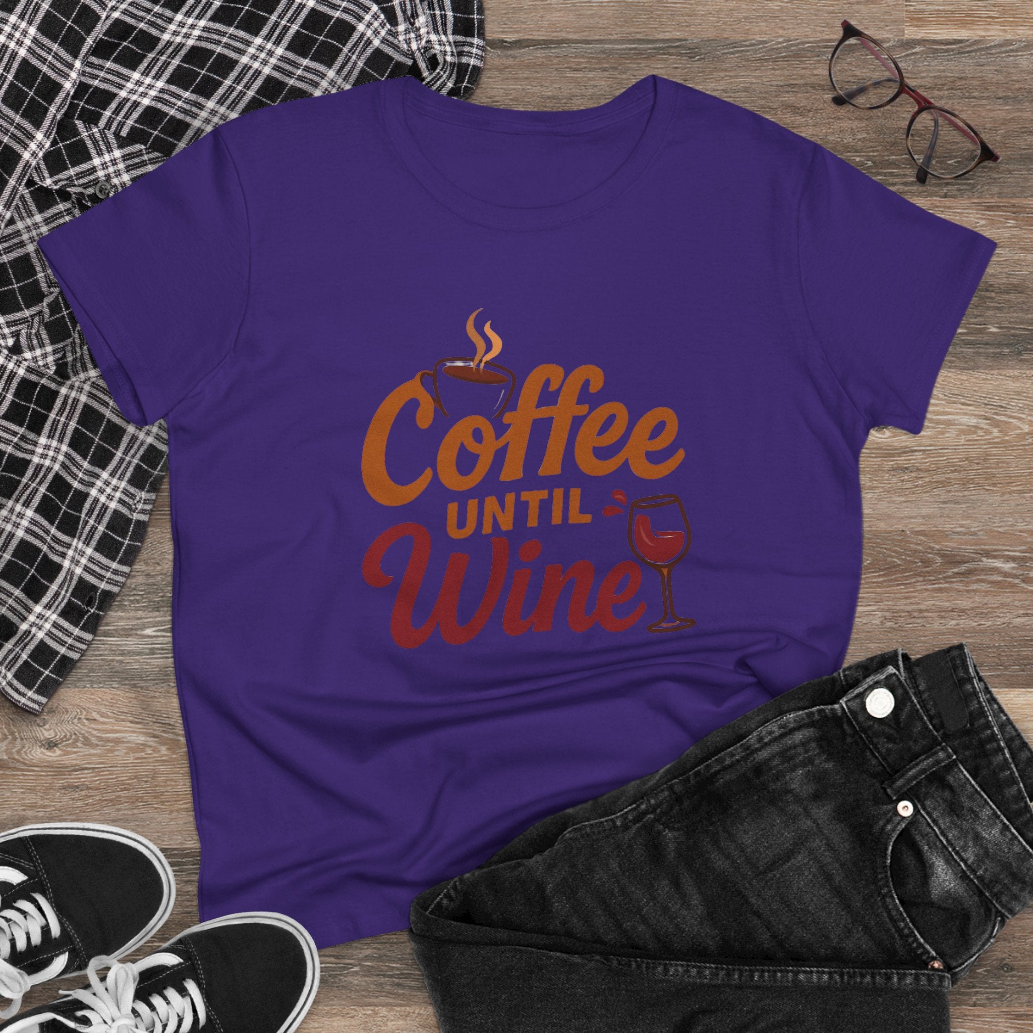 Coffee until wine tshirt coffee lovers wine lovers gift for her cozy, Women's Tee, Graphic Tee, Coffee Shirt, Wine Shirt, Funny Shirt