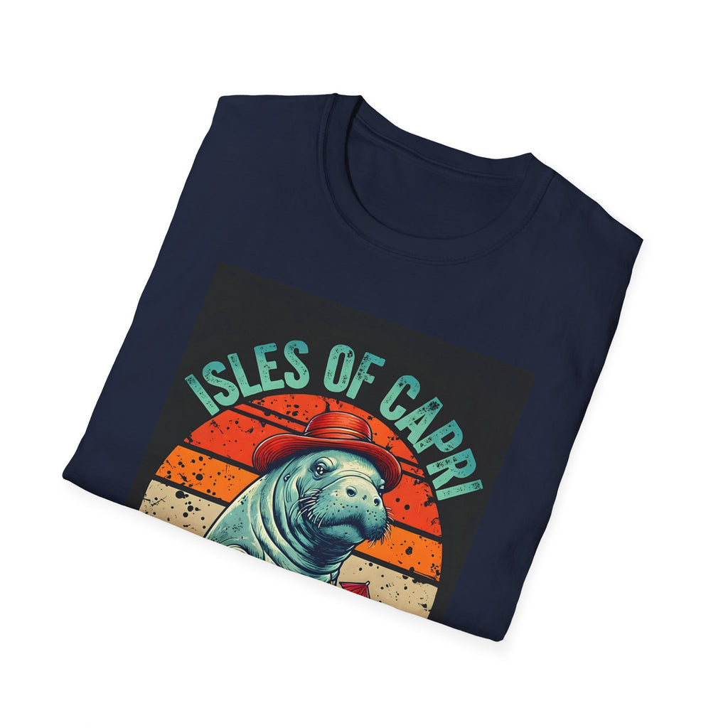 Manatee Lover Unisex Softstyle T-Shirt, Animal Print Shirt, Wildlife Tee, Ocean Theme Top, Nature Graphic Tee