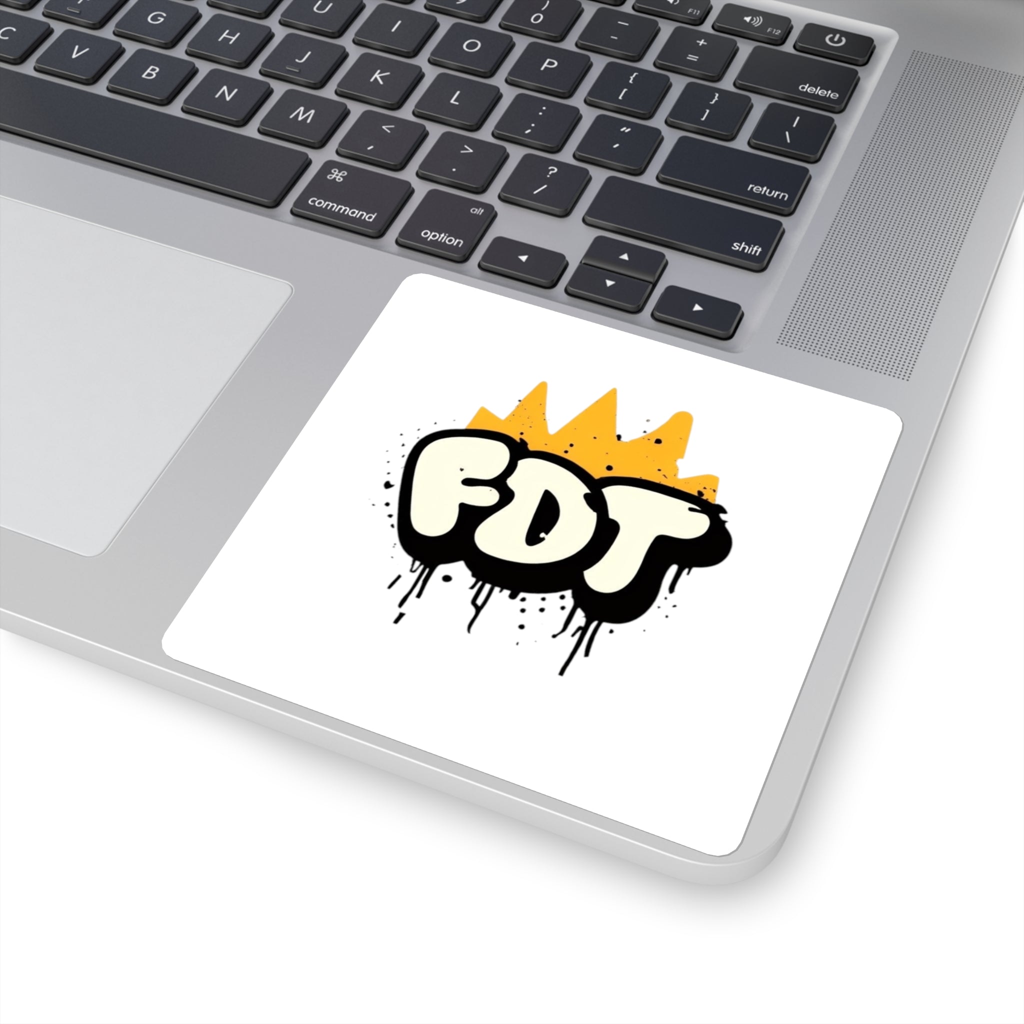 Trendy Square Stickers - FDT Vibe, Laptop Decal, Gift for Art Lovers, Customizable Stickers, Hip Decor