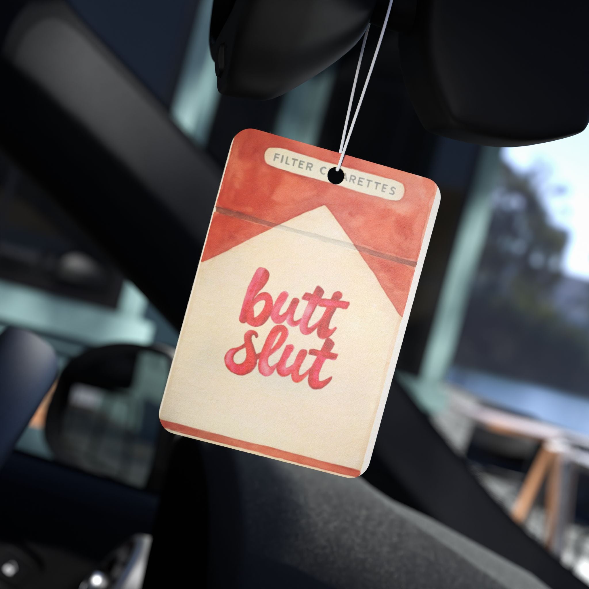 Novelty Car Air Freshener — "Butt Slut" Retro Cigarette Pack Design