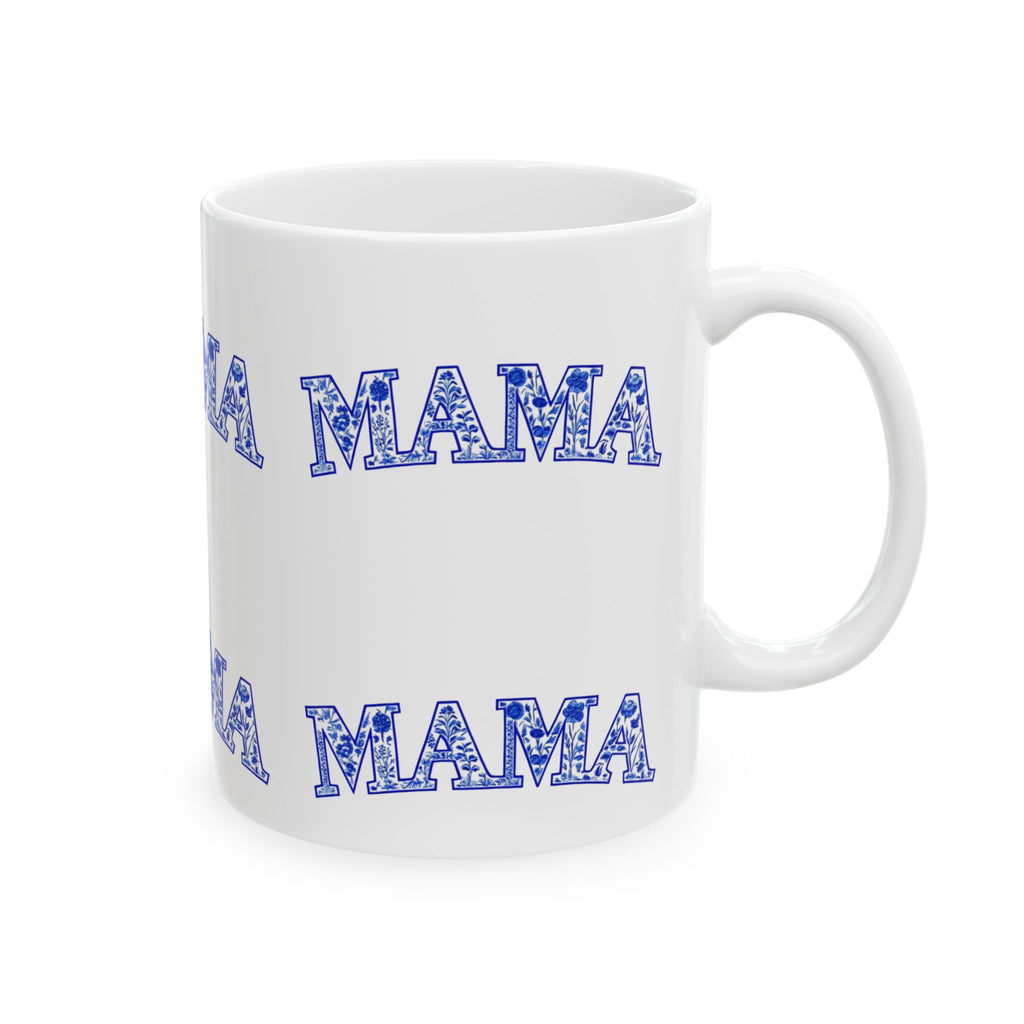 Blue Floral "Mama" Ceramic Mug, Perfect Gift for Mother's Day, Tea Lovers, Coffee Lovers, Birthday, Home Decor, Kitchen Chinoiserie