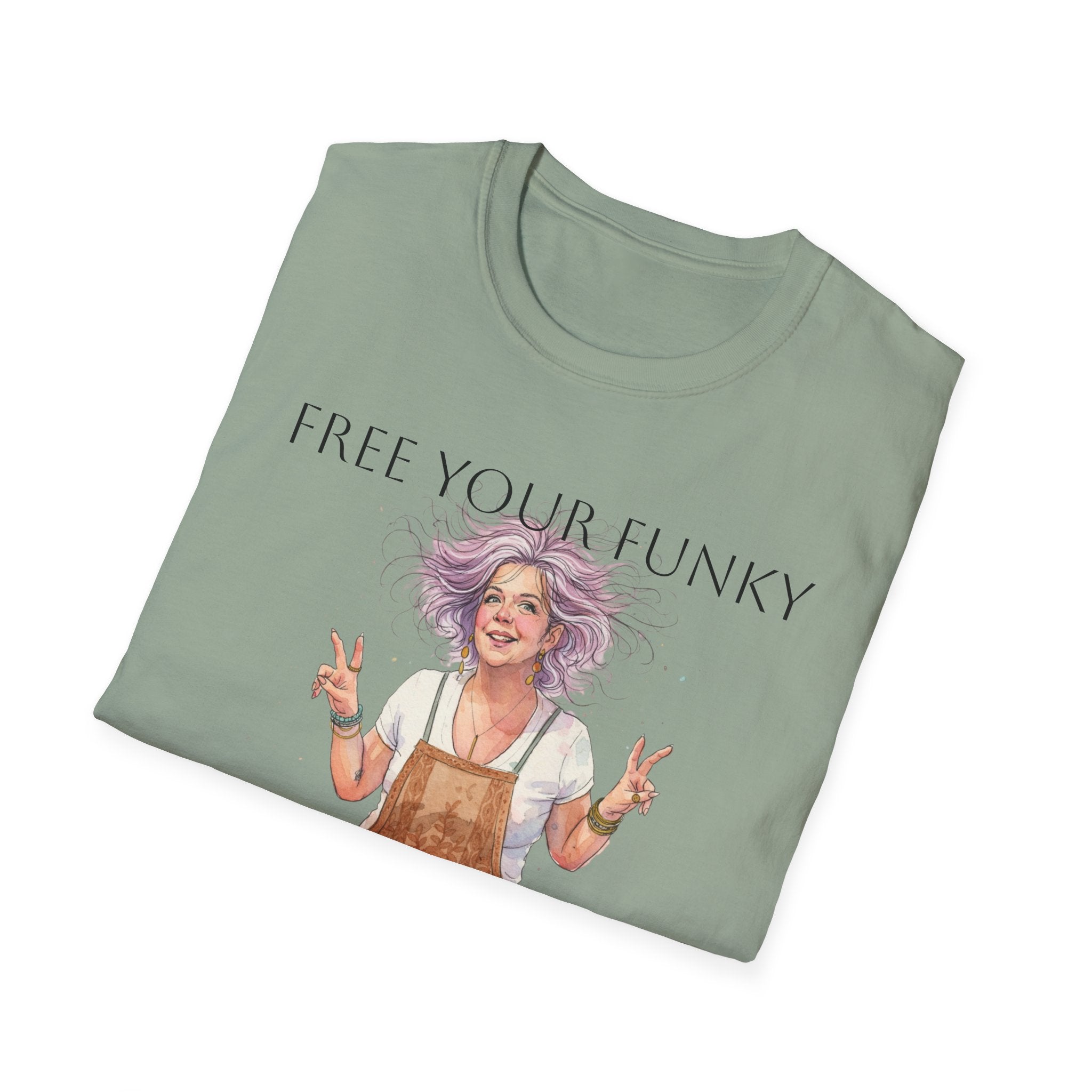 T-Shirt — “Free Your Funky” Peace-Sign Boho Woman Graphic Tee