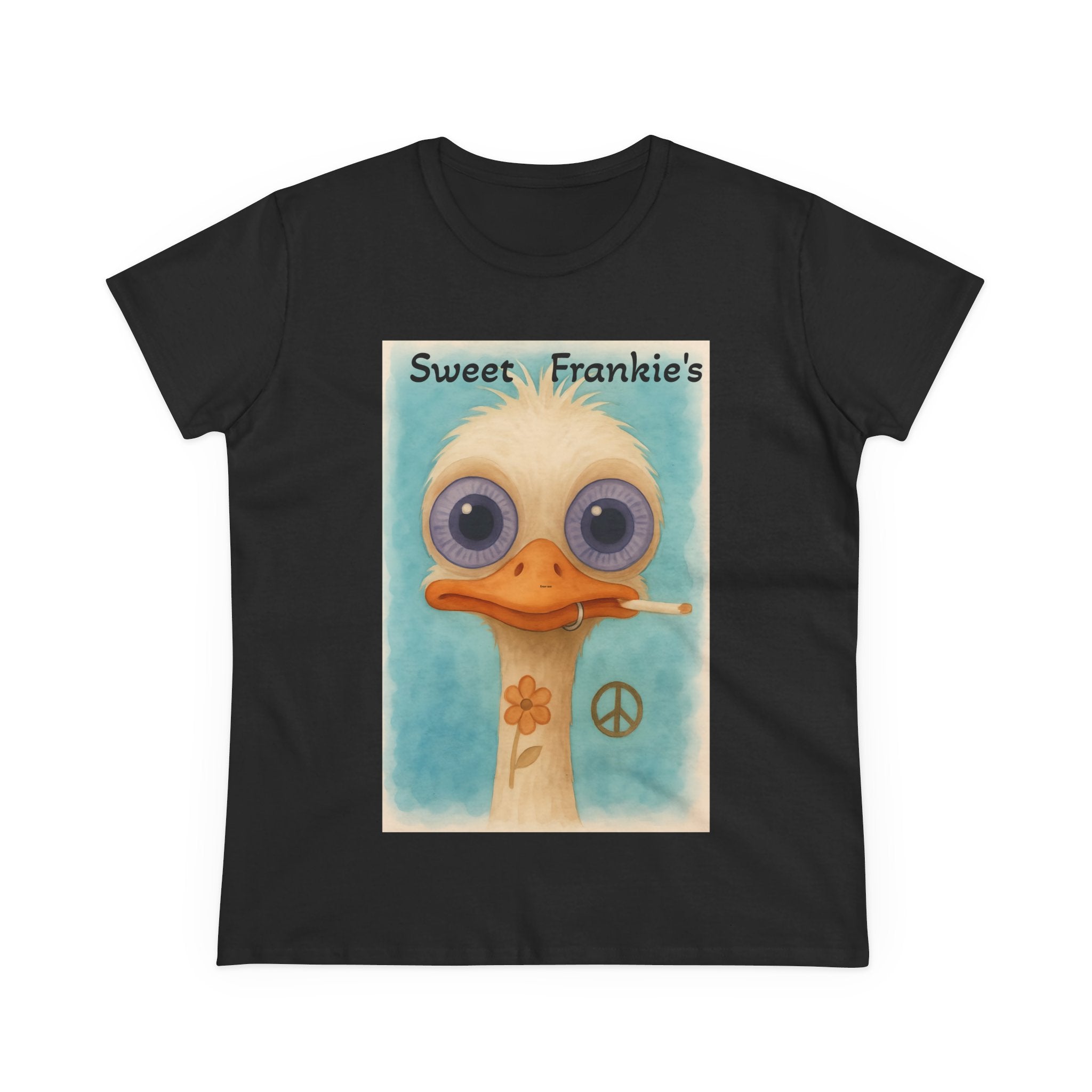 T-Shirt, Sweet Frankies Ostrich Graphic Tee, Funny Tee, Women's Graphic Shirt, Gift for Her, Women's Cotton Shirt social justice wear