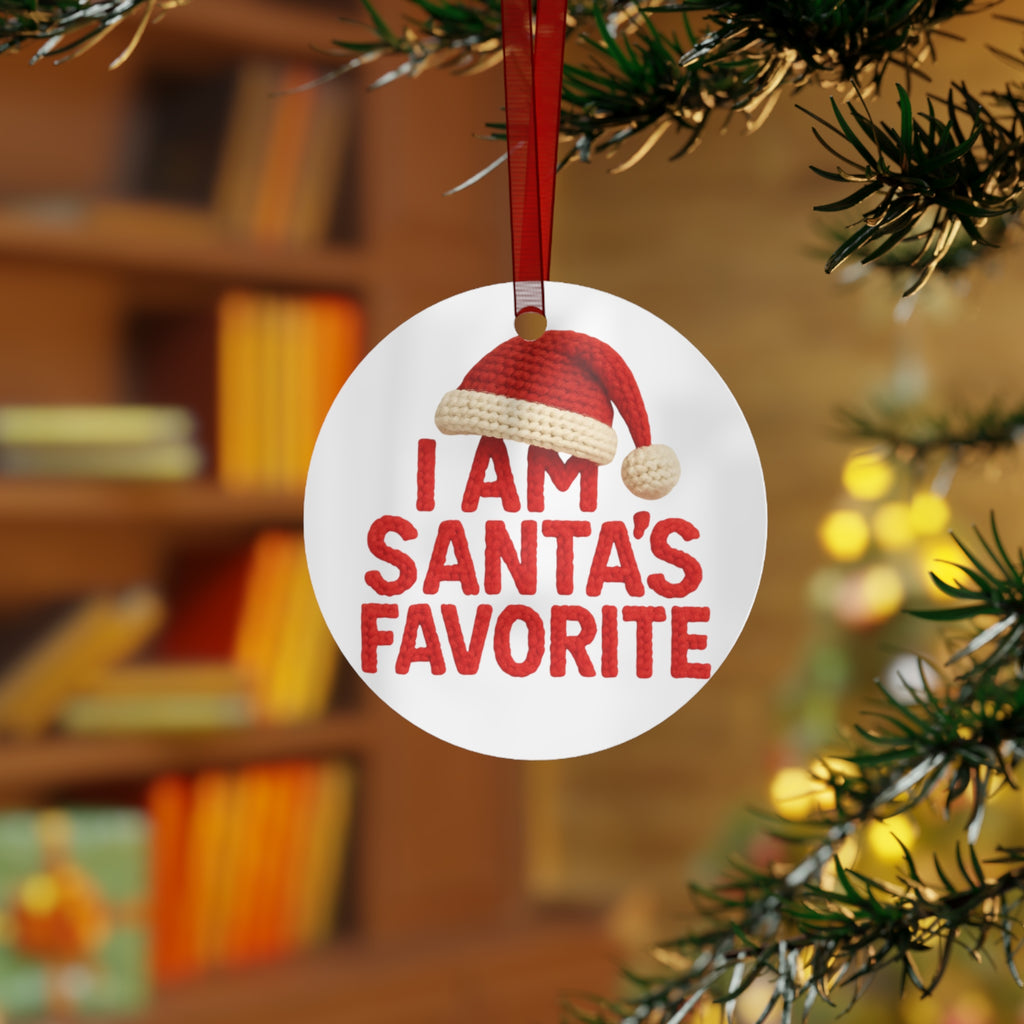 I Am Santa’s Favorite Metal Ornament — Funny Christmas Tree Decoration