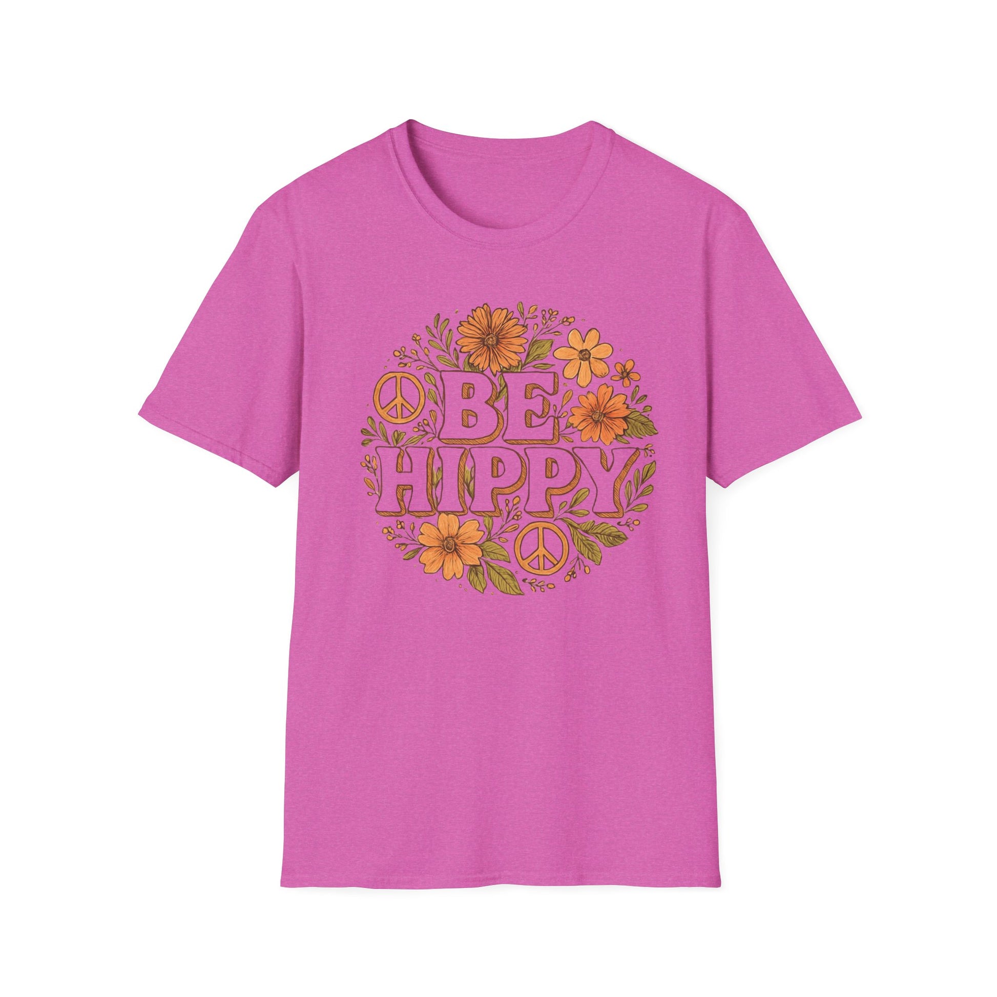 Be Hippy Happy T-Shirt, Boho Tee, Groovy Shirt, Positive Vibes Top, Unisex T Shirt for Men and Women, Be Hippy Be Happy Design