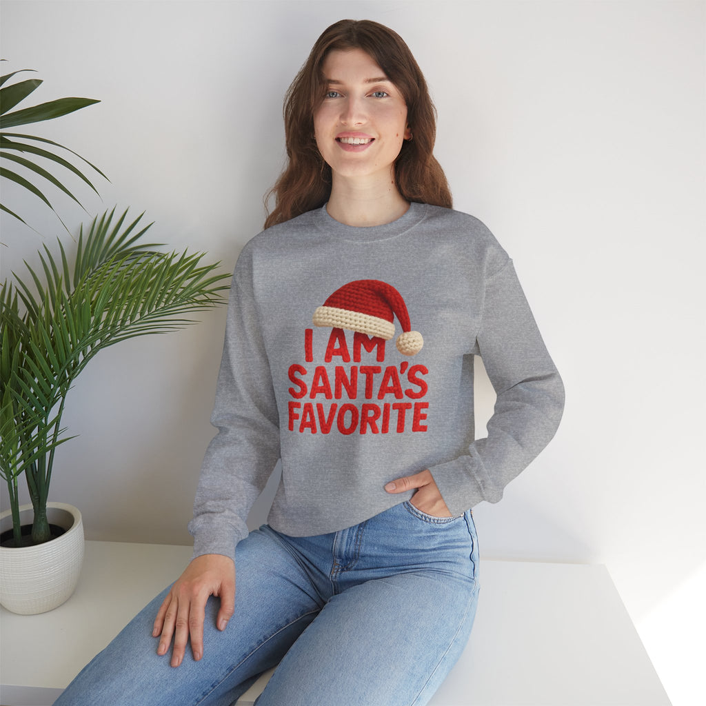 Christmas Sweatshirt - "I Am Santa's Favorite" Festive Crewneck printed