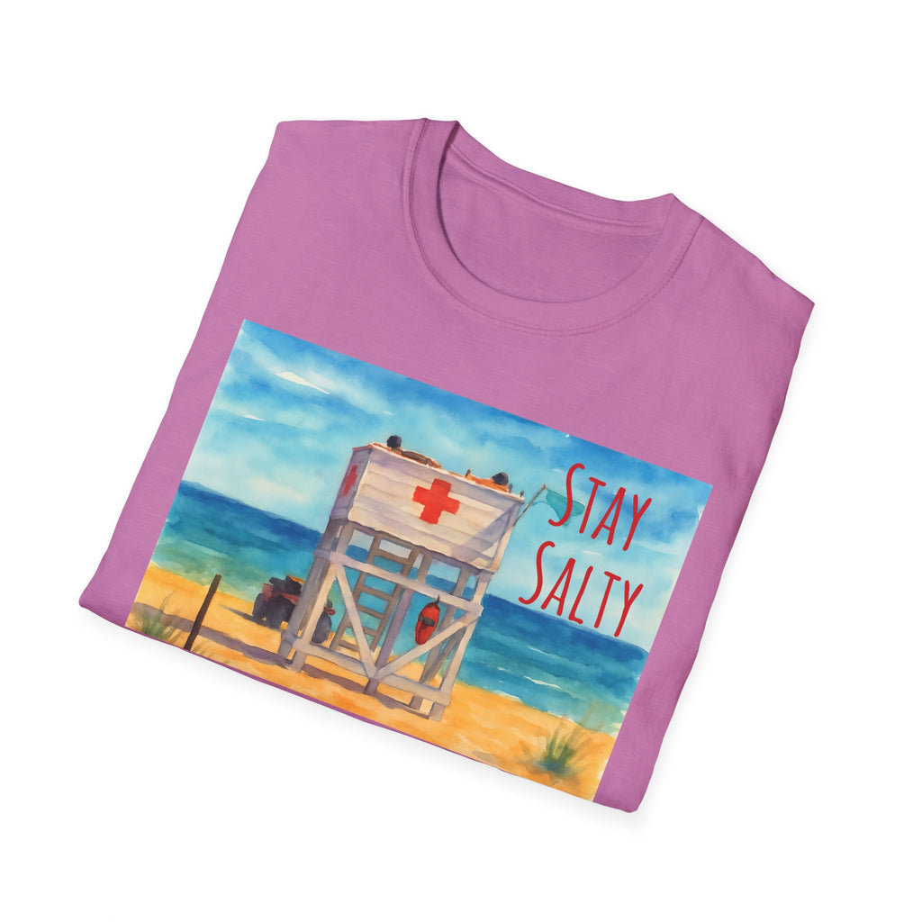Stay Salty Ocean Vibes Unisex T-Shirt, Stay Salty Lifeguard Stand Beach Sunshine , Gift for Beach Lovers, Summer Tee, Coastal Theme Top,