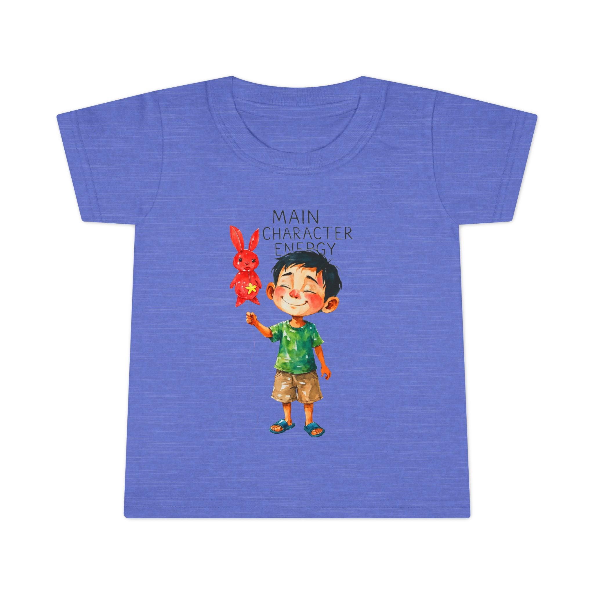 Main Character Energy boys Playful Toddler T-Shirt with Bunny Cute Kids Tee, Fun Spring Outfit, Perfect Birthday Gift,  Adventure Wear