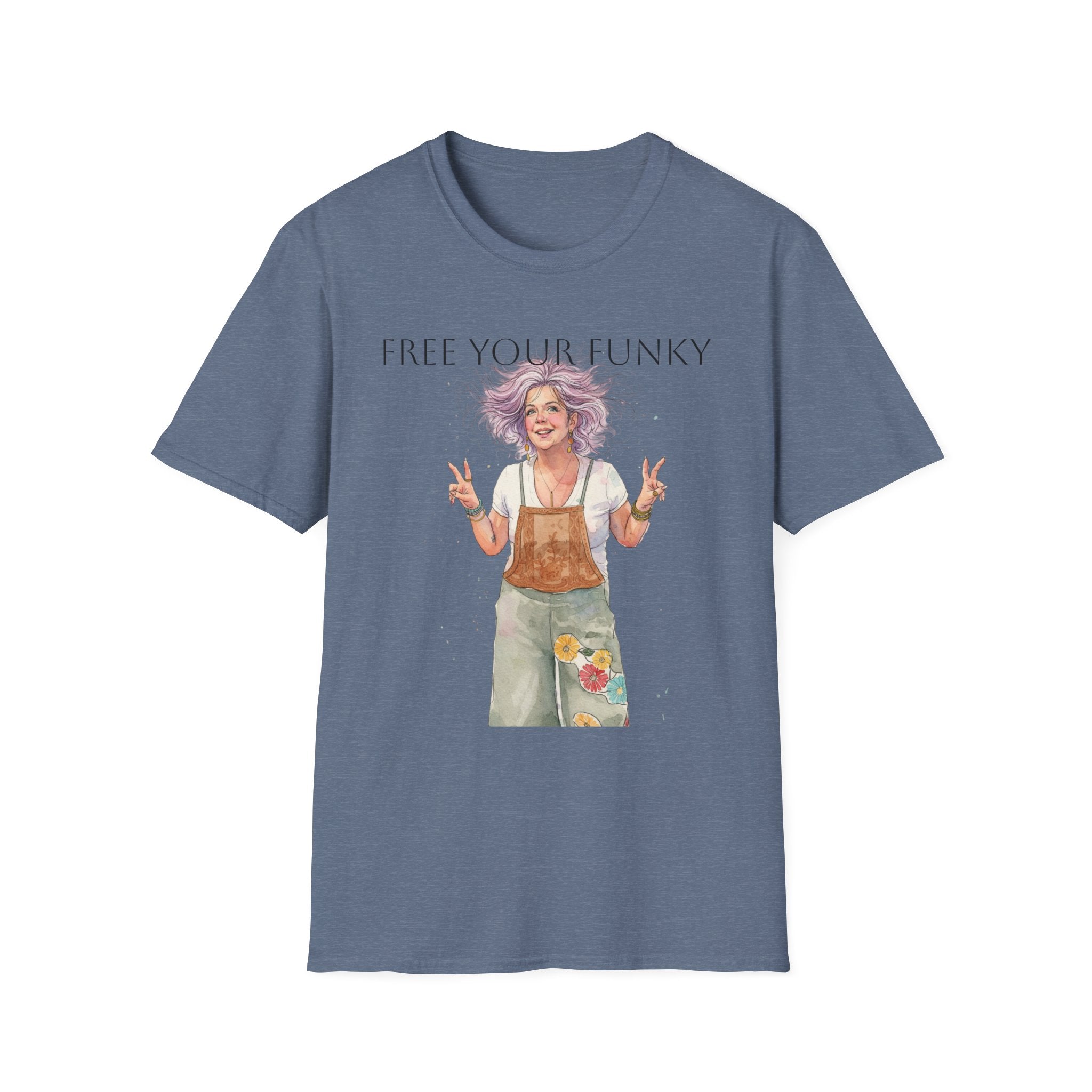 T-Shirt — “Free Your Funky” Peace-Sign Boho Woman Graphic Tee