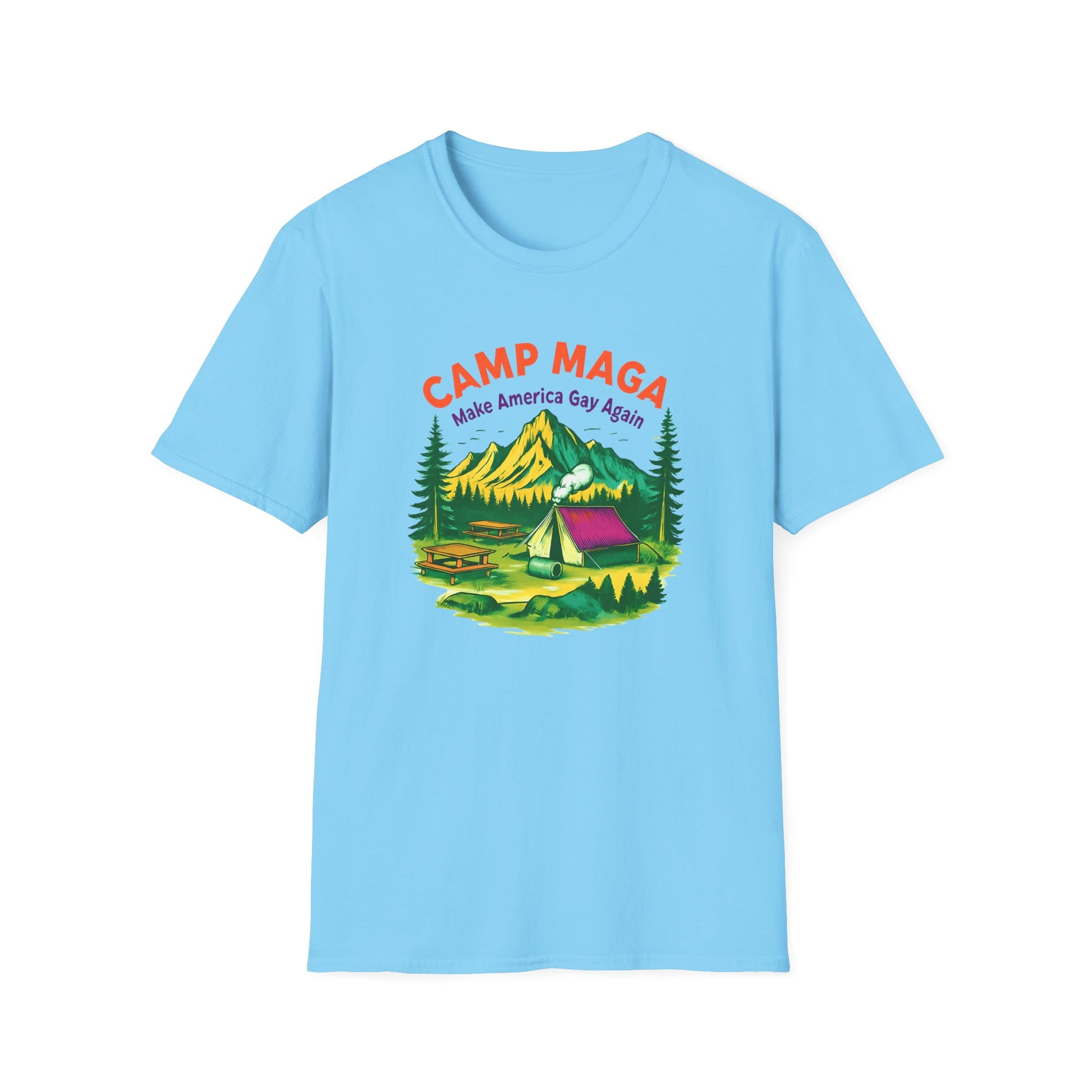 Camp MAGA Unisex make America gay again carnival Softstyle T-Shirt - Make America Gay Again, LGBTQ Pride Shirt, Camping Tee, Gift for [...]