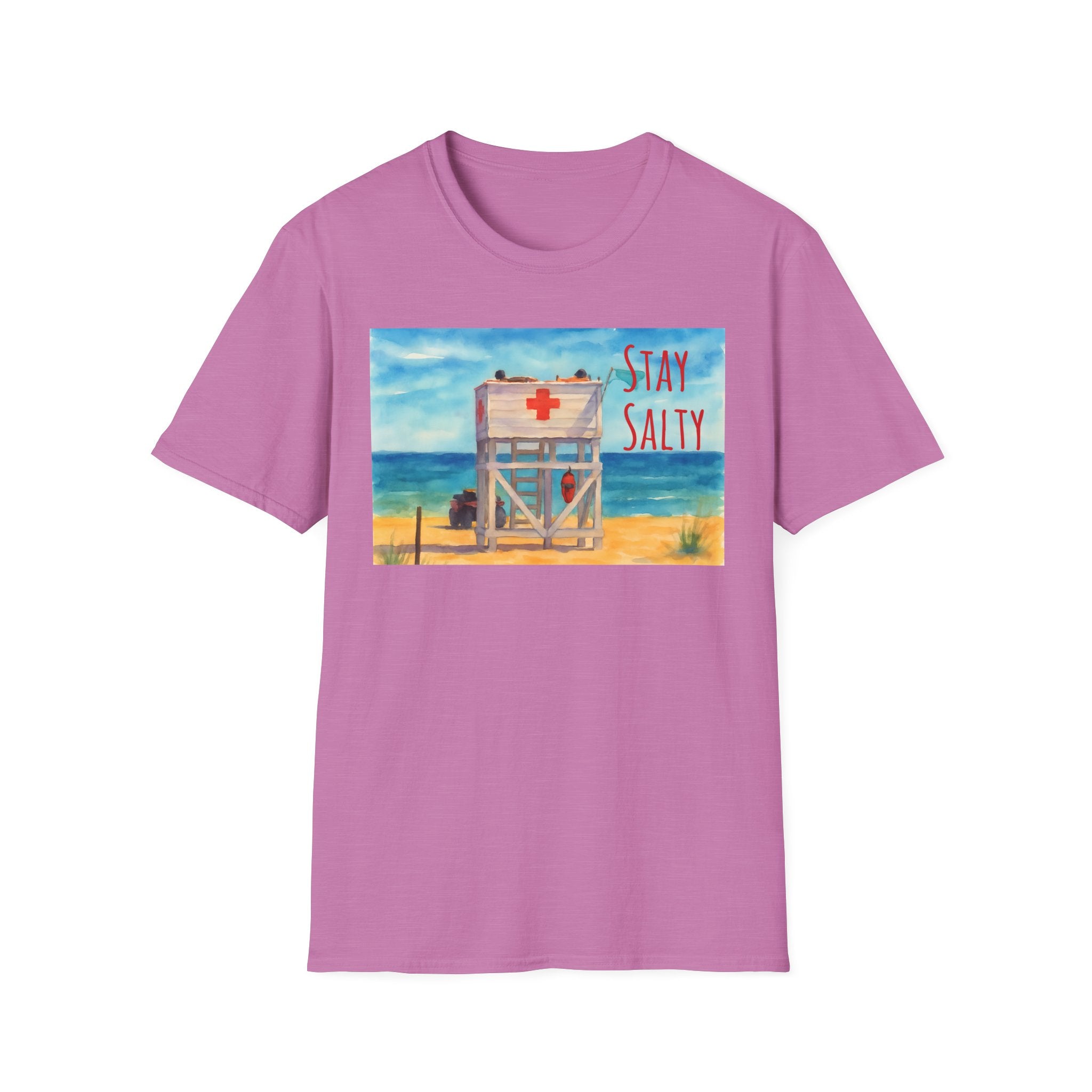 Stay Salty Ocean Vibes Unisex T-Shirt, Stay Salty Lifeguard Stand Beach Sunshine , Gift for Beach Lovers, Summer Tee, Coastal Theme Top,