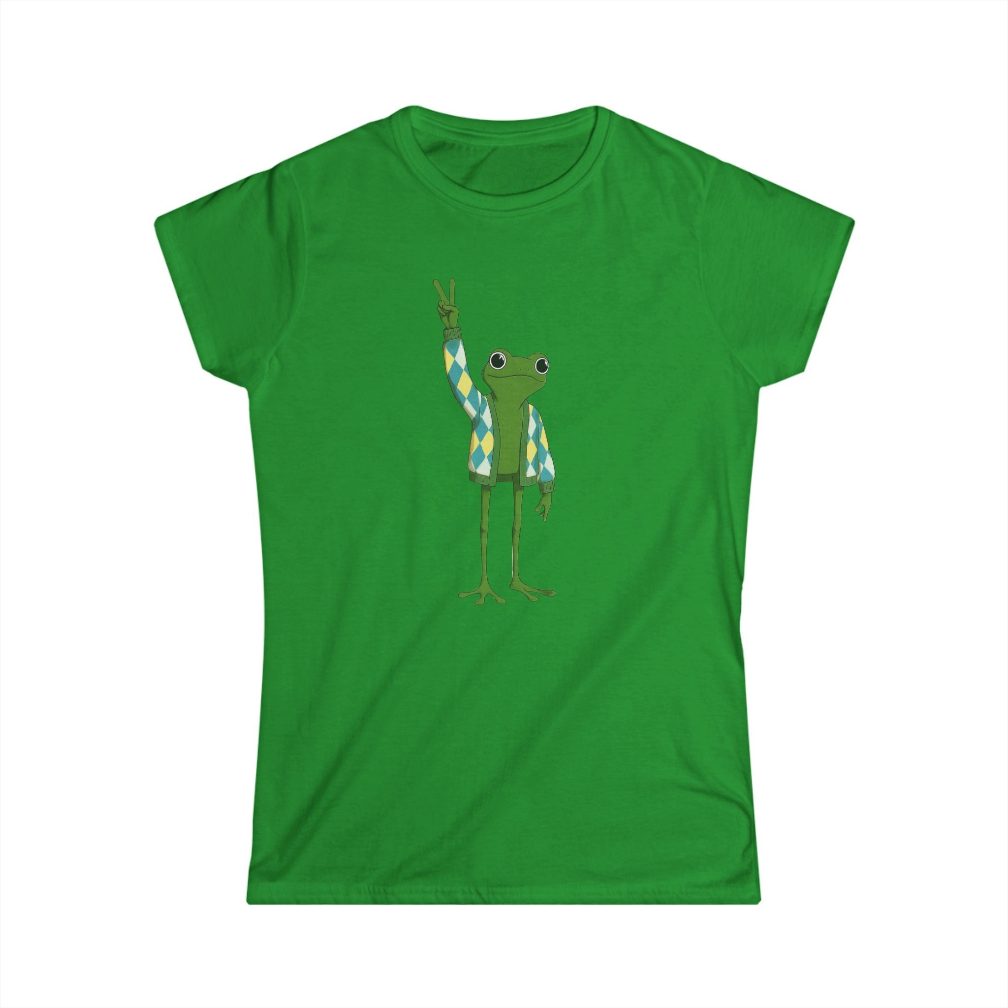Frog Peace Softstyle Tee, Argyle Peace Sign Shirt for Women, Back to School, Social Justice, Frog Lovers, World Peace, Activist Gift