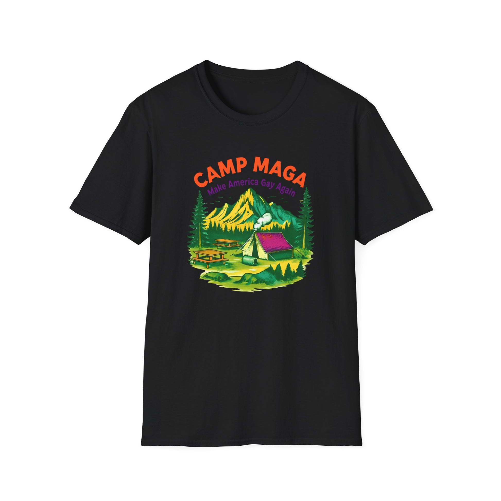 Camp MAGA Unisex make America gay again carnival Softstyle T-Shirt - Make America Gay Again, LGBTQ Pride Shirt, Camping Tee, Gift for [...]