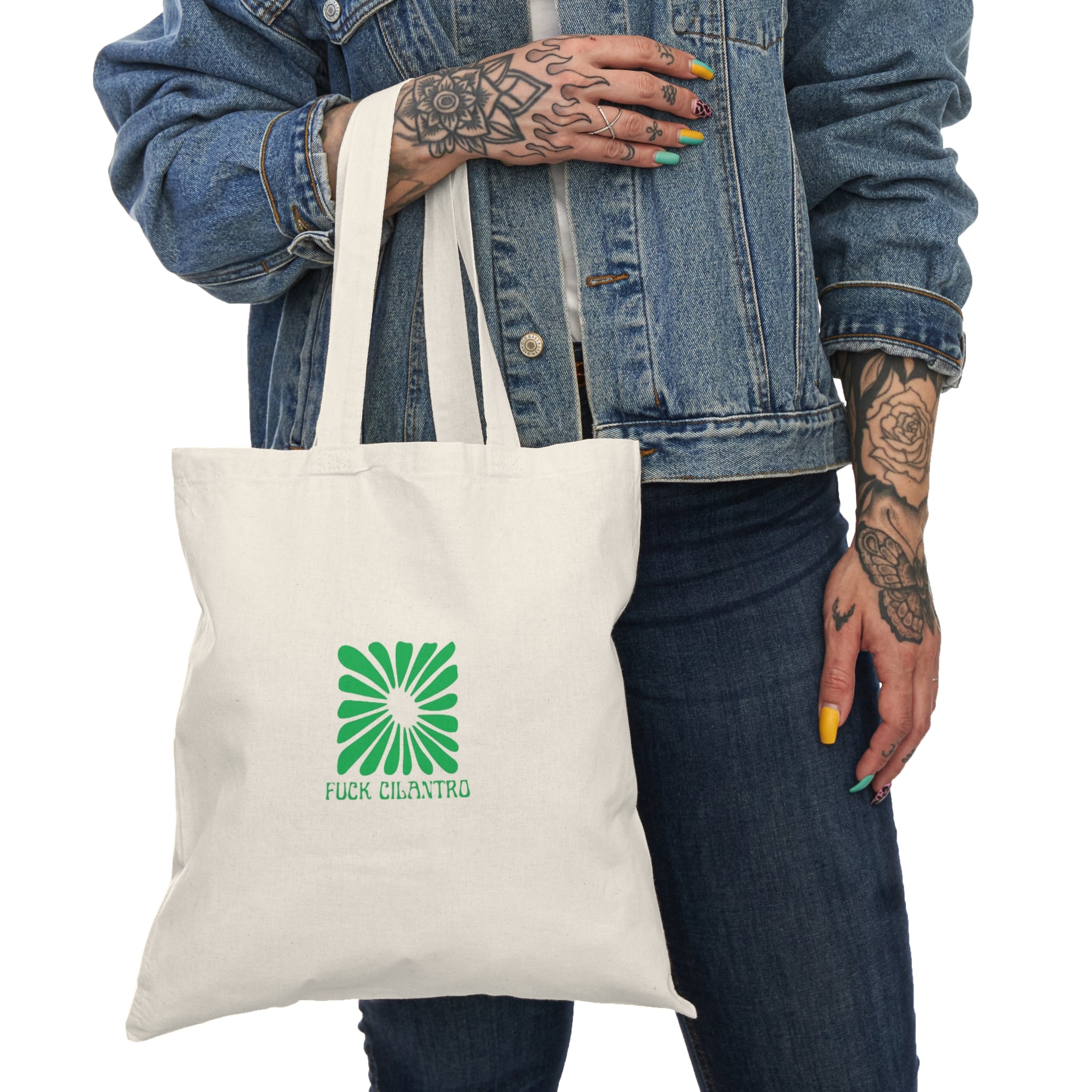 F* Cilantro Funny Tote Bag, Sarcastic Grocery Tote, Eco-Friendly Shopping Bag, Reusable Market Bag, Swear Word Gift