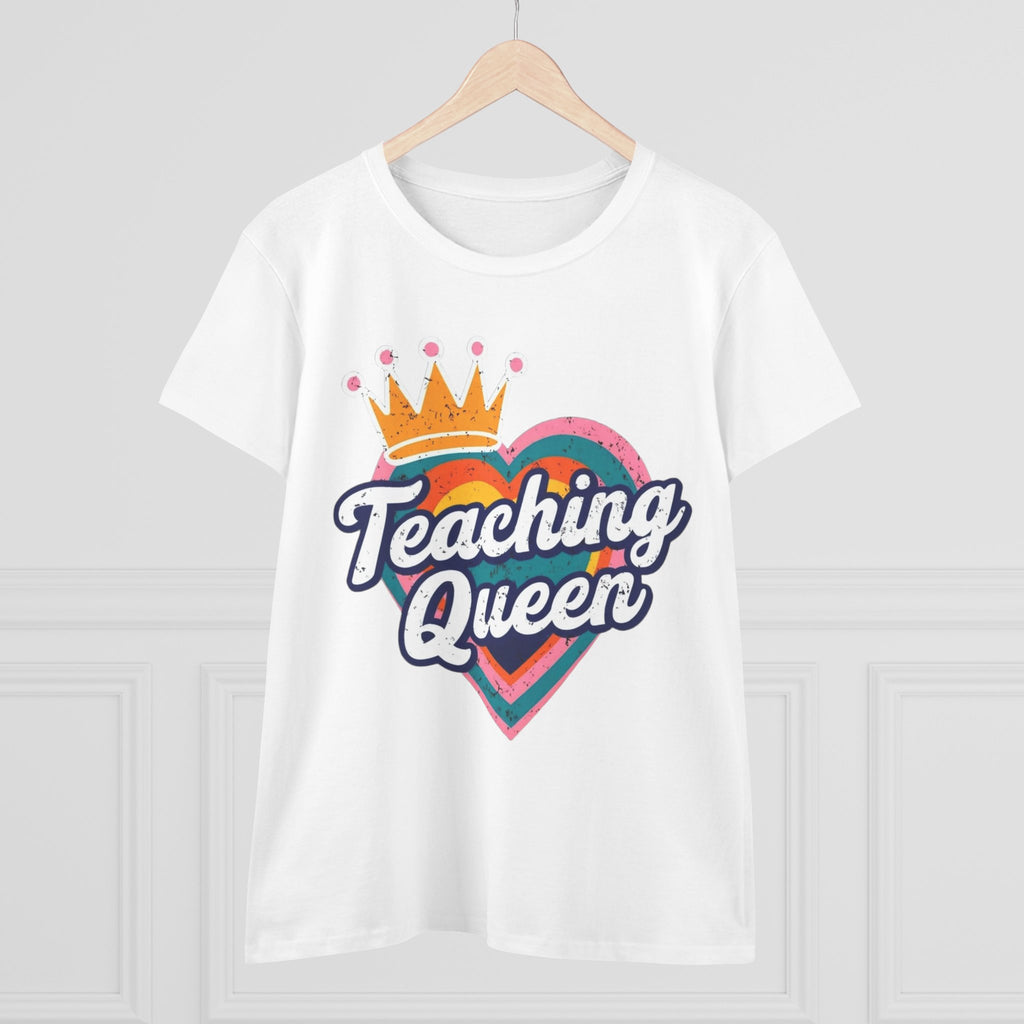 Teaching Queen Tee, Best Teacher Gift Shirt, Midweight Cotton T-Shirt, Teacher Appreciation Top, Female Educator Apparel, School Instructor