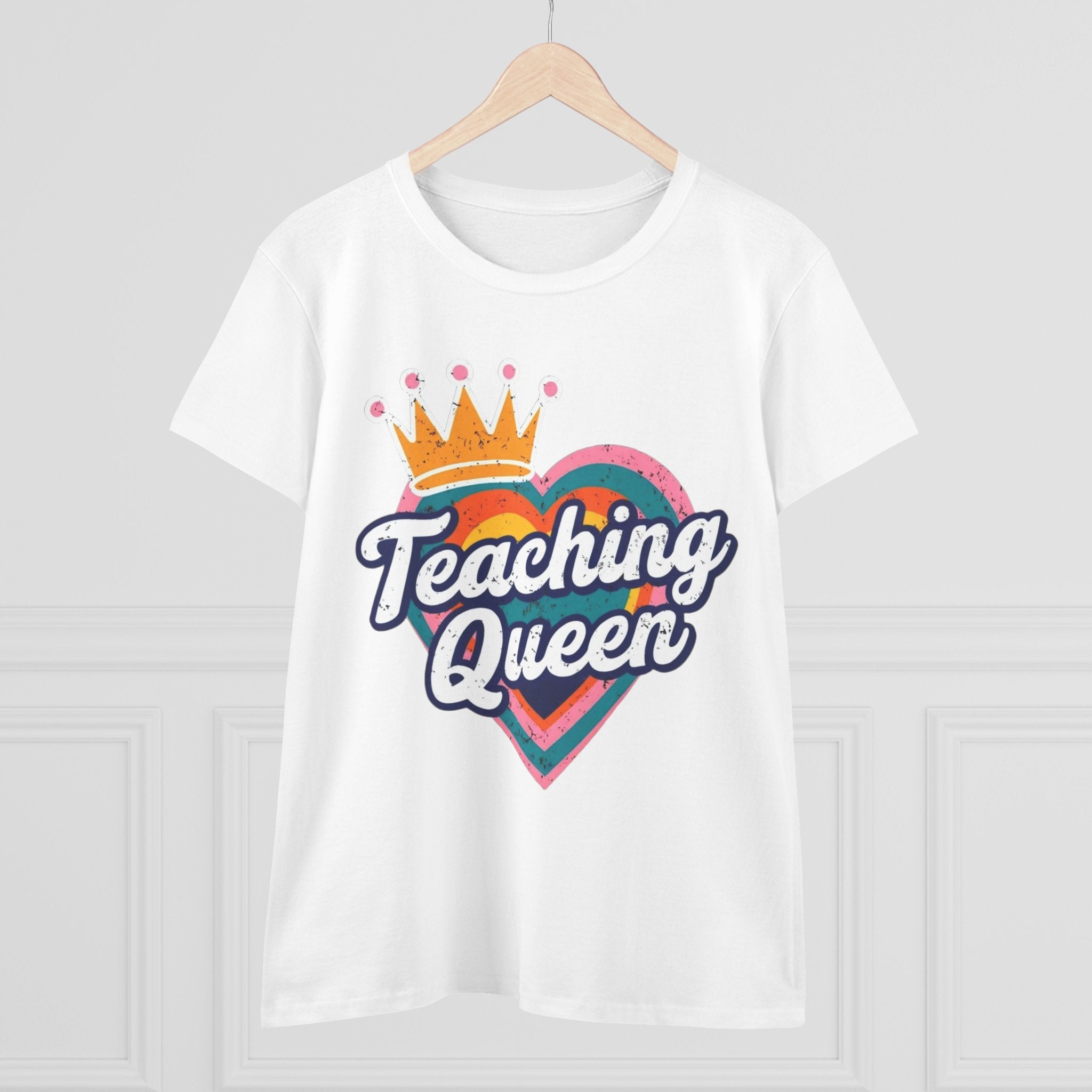 Teaching Queen Tee, Best Teacher Gift Shirt, Midweight Cotton T-Shirt, Teacher Appreciation Top, Female Educator Apparel, School Instructor
