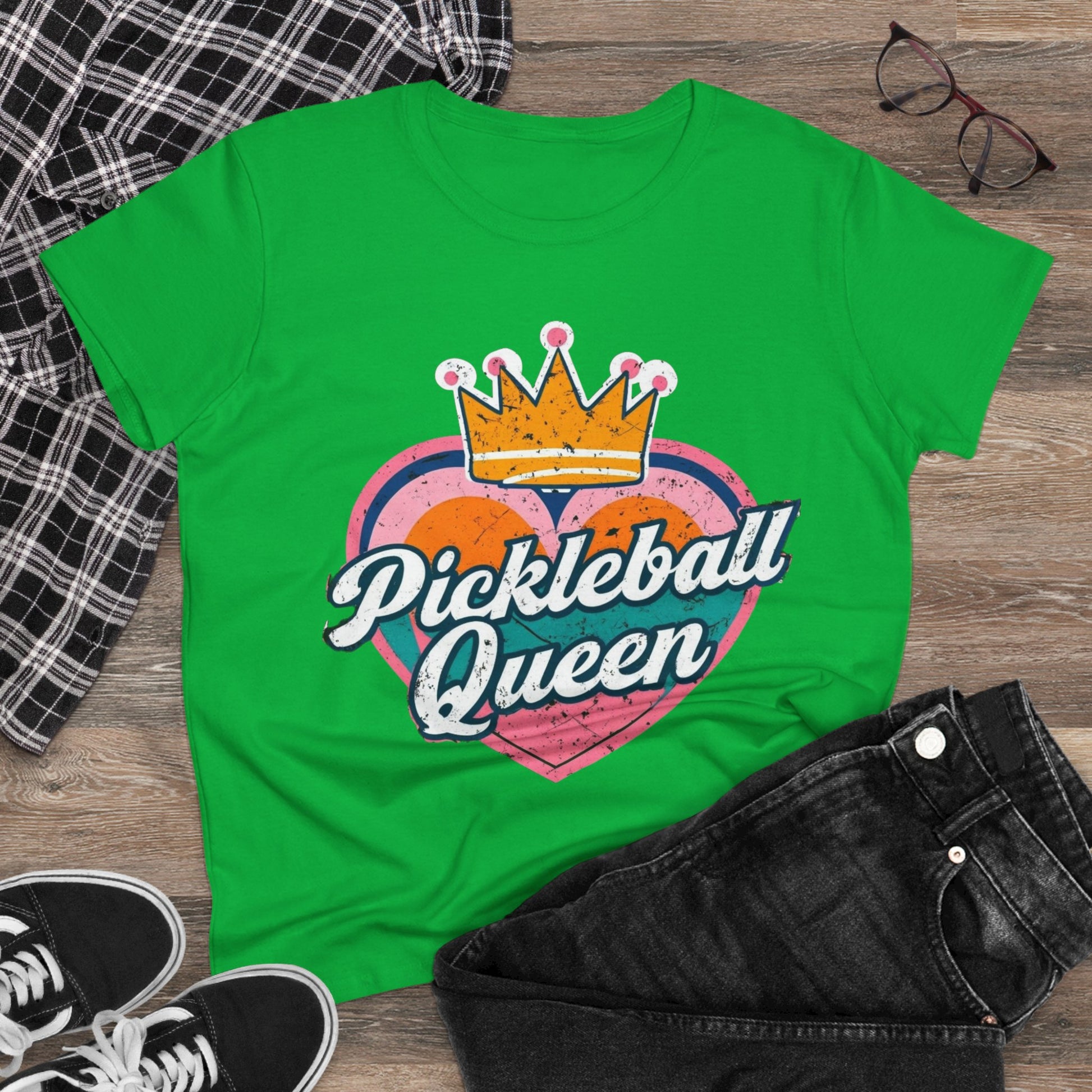 Pickleball Queen Cotton Tee - Perfect for Sports Lovers, Gifts for Her, Summer Fun, Activewear, Casual Style crown paddle queen