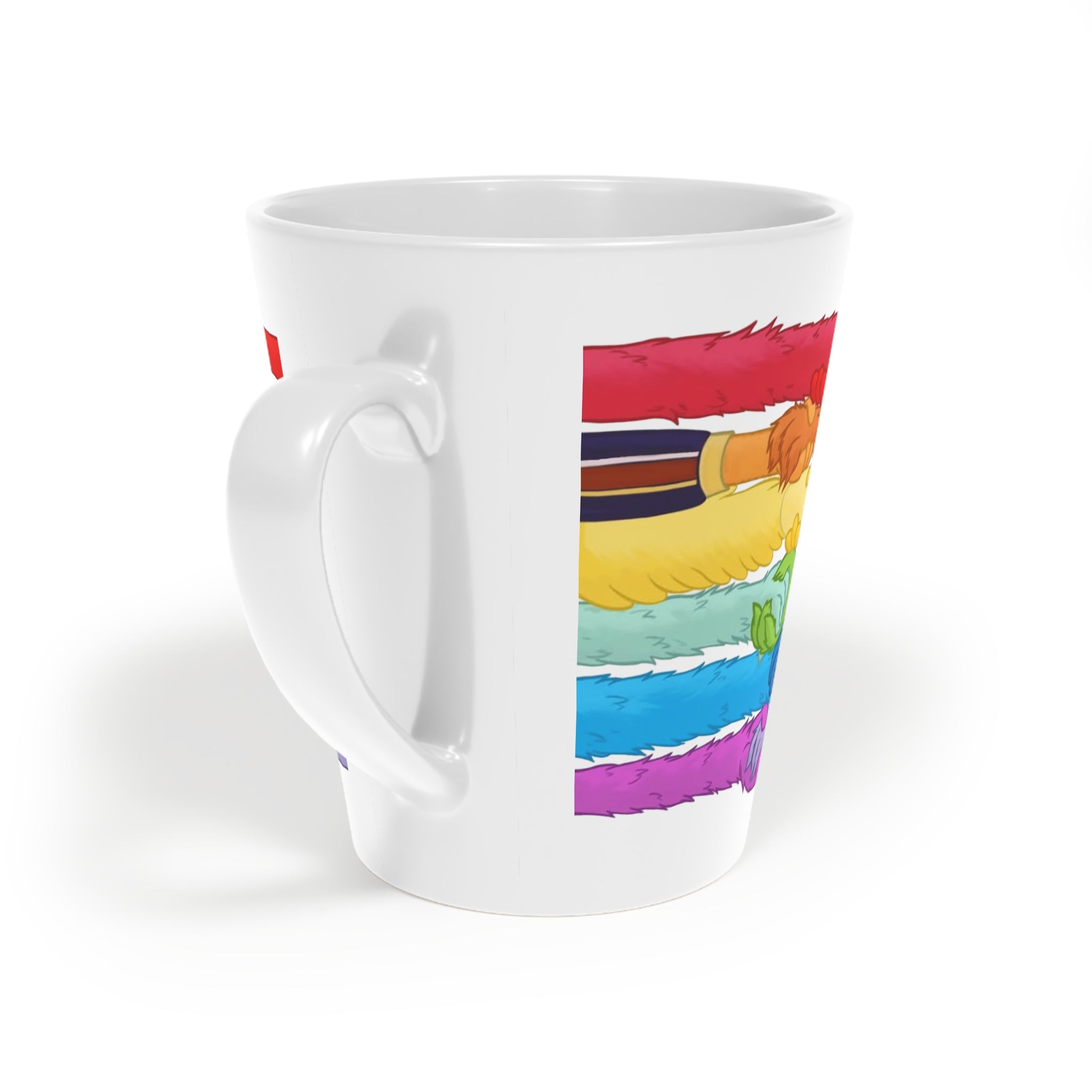 Vibrant Pride Latte Mug - Colorful 12oz Cup for Coffee Lovers, LGBTQ+ Gifts, Tea Drinkware, Rainbow Decor, Unique Mugs