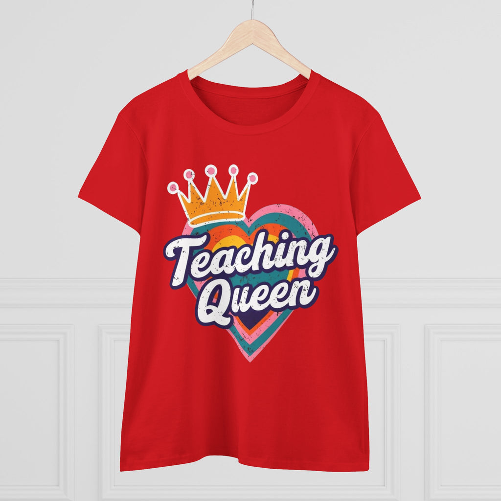 Teaching Queen Tee, Best Teacher Gift Shirt, Midweight Cotton T-Shirt, Teacher Appreciation Top, Female Educator Apparel, School Instructor