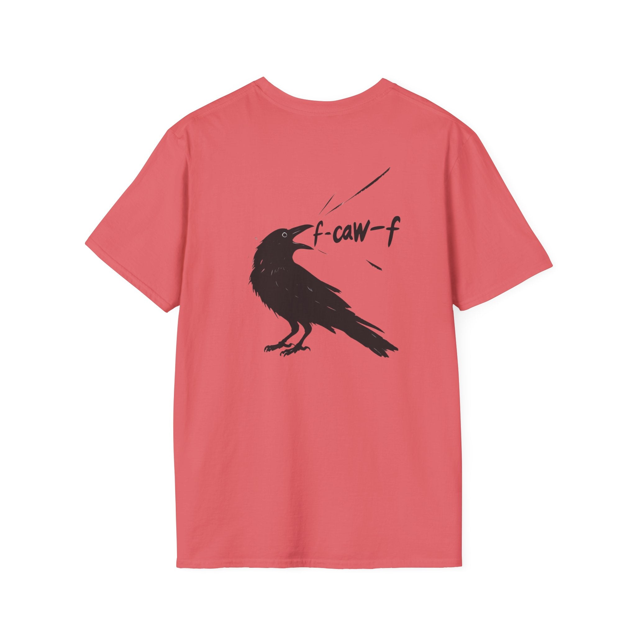 F Off Crow Bird Lover back of shirt design Unisex Softstyle T-Shirt, Sarcastic Graphic Tee for Bird Enthusiasts, F Off Tee, Unique Gift, F-Caw-F Christmas gift