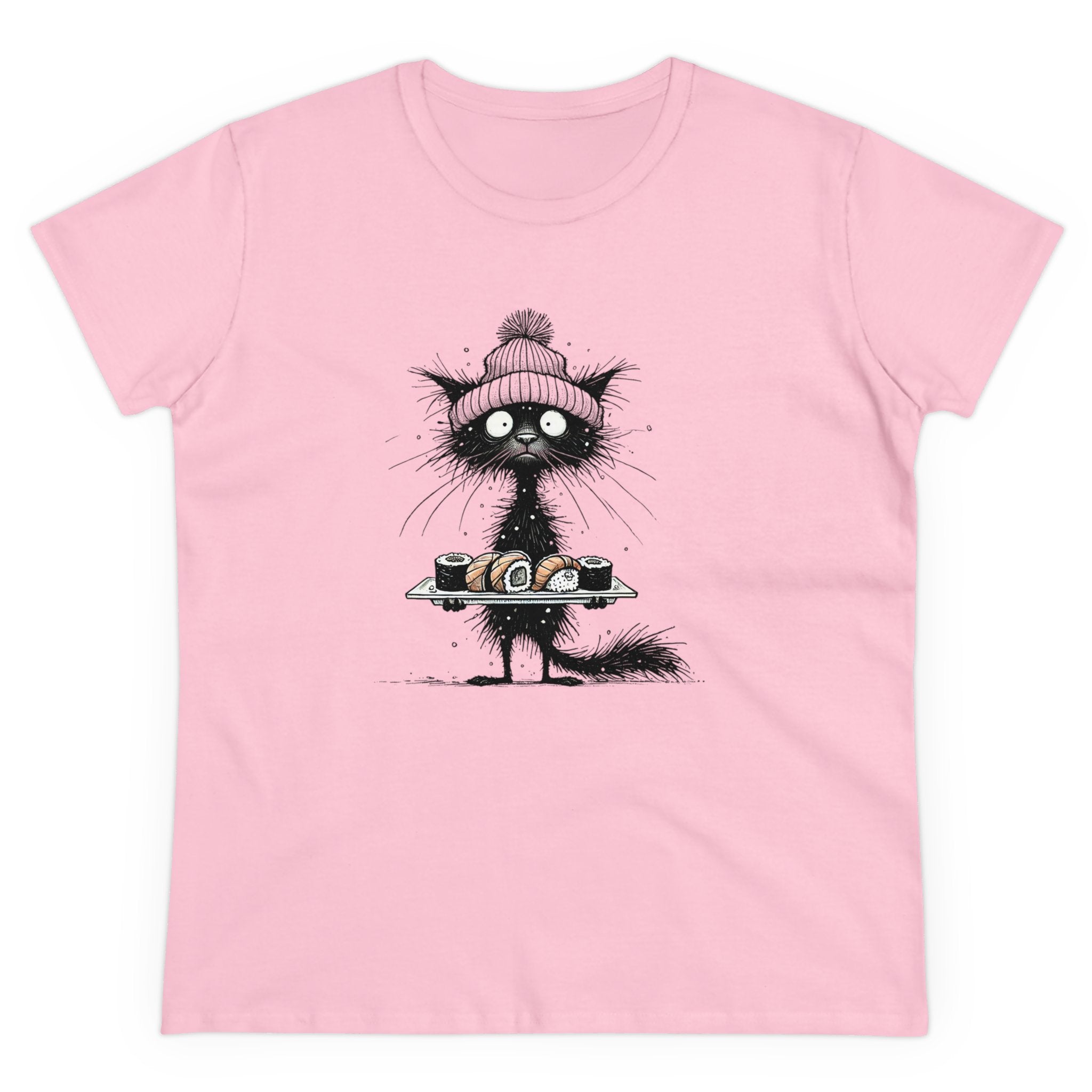 Sushi Cat Tee, Cute Cat Shirt, Funny Animal T-Shirt, Women's Graphic Tee, Kawaii Cat Top, Japanese Food Lover Gift