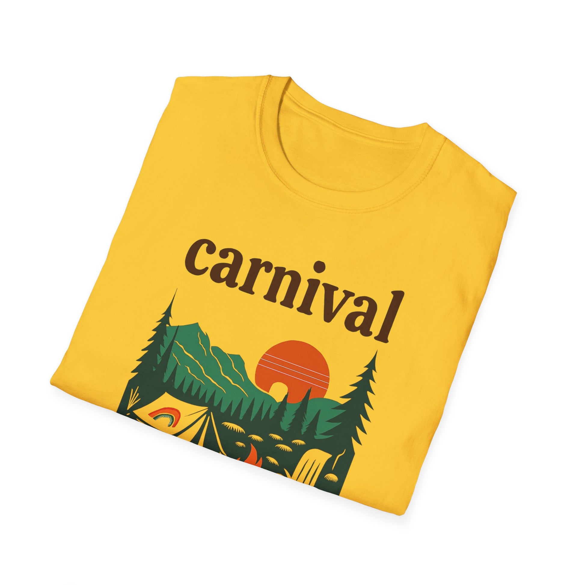 Vintage Camping Graphic T-Shirt, carnival rainbow Unisex Outdoor Tee, Nature Lover Gift, Festival , Retro Hiking Shirt, Carnival 2023 Merch