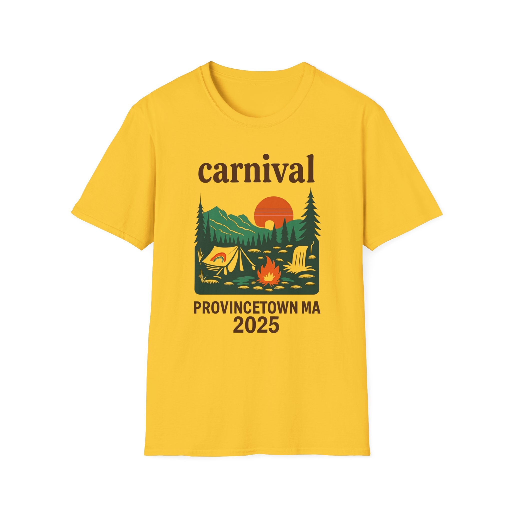 Vintage Camping Graphic T-Shirt, carnival rainbow Unisex Outdoor Tee, Nature Lover Gift, Festival , Retro Hiking Shirt, Carnival 2023 Merch