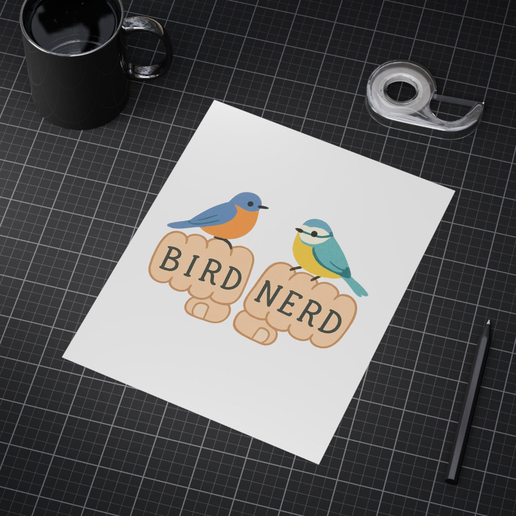 Bird Nerd Unframed Prints, Nature Lover Artwork, Bird Decor, Gift for Birdwatchers, Cute Wall Art for Home Birding gift knuckle, tattoos