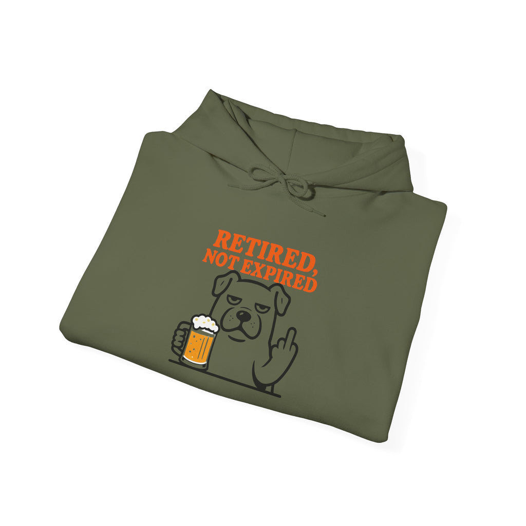Retired not expired Dog and beer Hoodie, Retirement Adventure Gifts, Funny Unisex Sweatshirt
