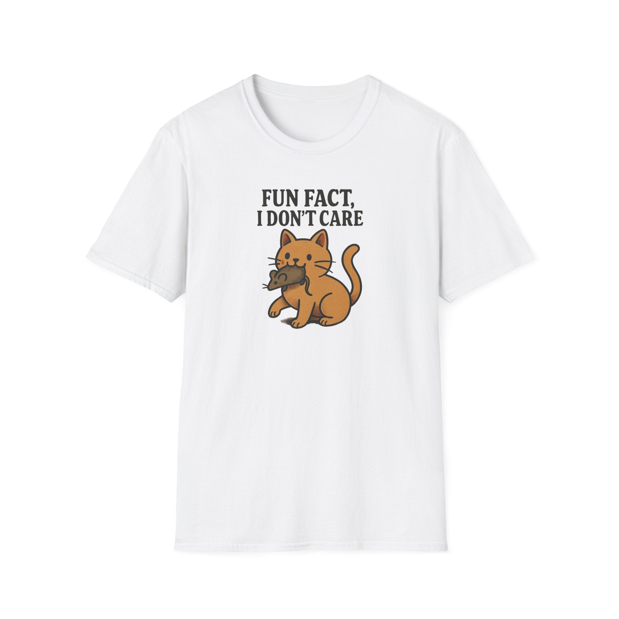 I dont care Sarcastic Cat Lover Unisex Softstyle T-Shirt, Funny Graphic Tee, Zero F's Given Animal Shirt,Humorous Tee for Cat Owners