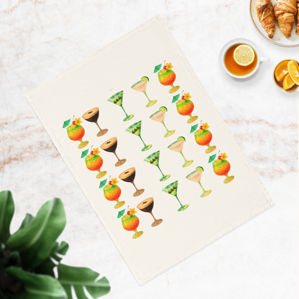Cocktail Cotton Tea Towel - Cocktail Barware Design for Entertaining